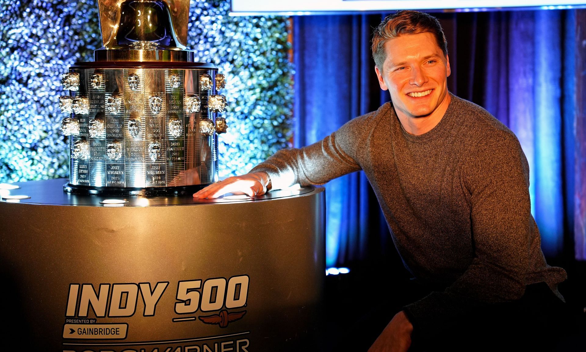 Josef Newgarden Baby Borg Warner Trophy Ceremony - Source: Getty