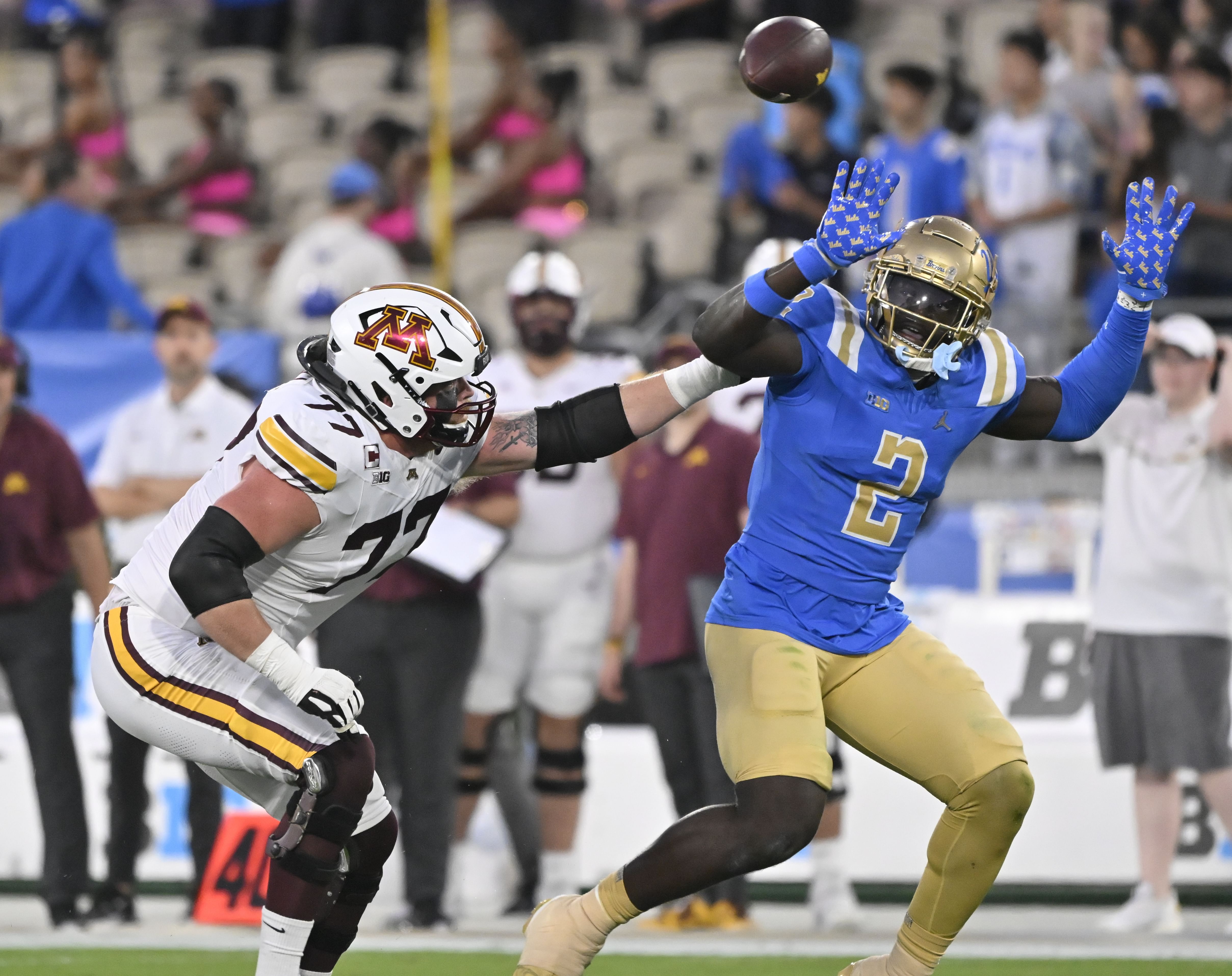 Linebacker Oluwafemi Oladejo could be a significant loss for the Bruins defense. (Photo Credit: IMAGN)