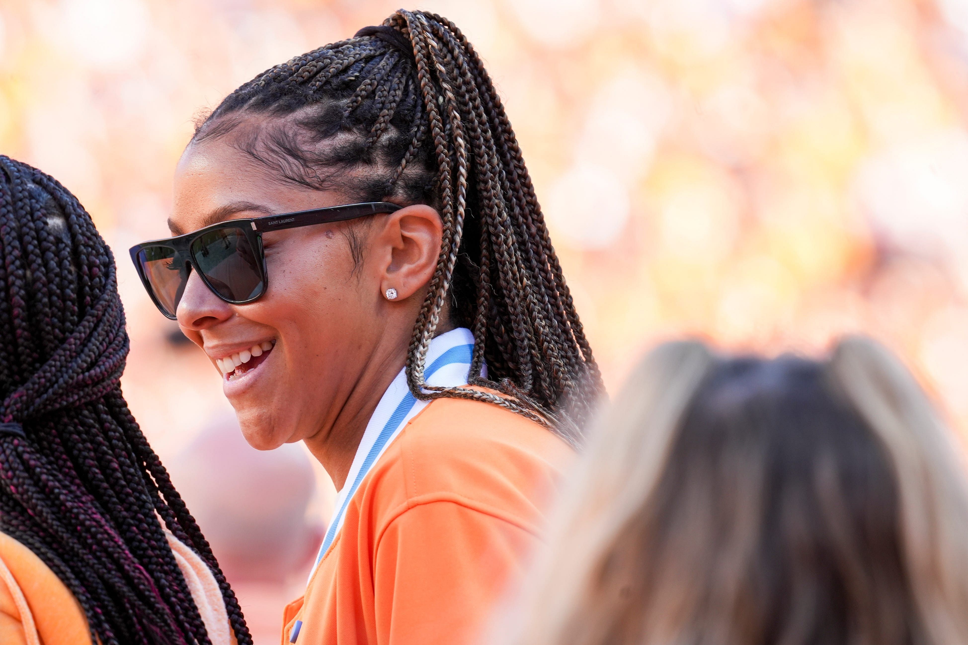 Lady Vols legend Candace Parker during an SEC conference game between Tennessee and Alabama in Neyland Stadium. Photo Credit: Imagn