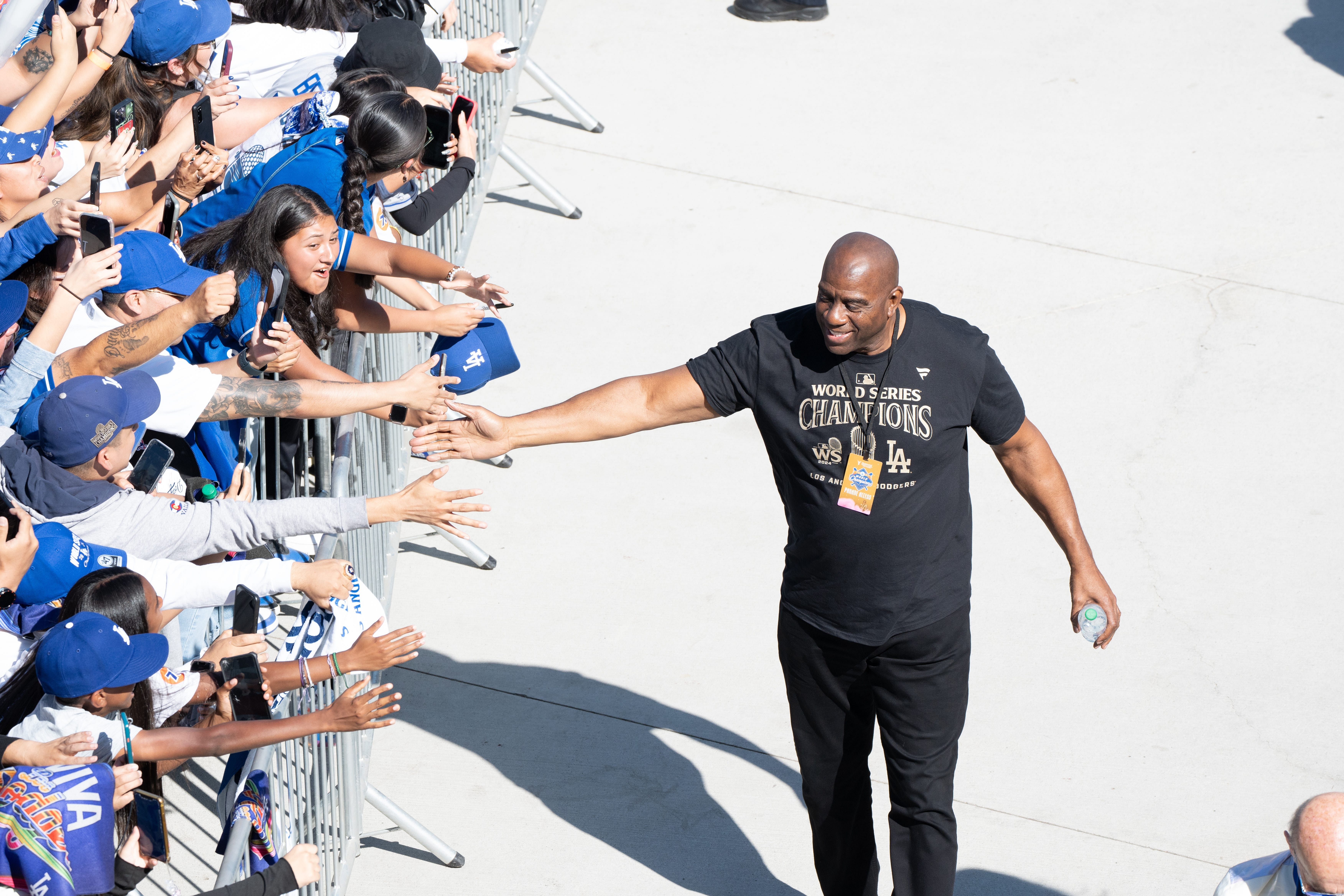 Magic Johnson won the World Series last year with the LA Dodgers. (Photo: IMAGN)