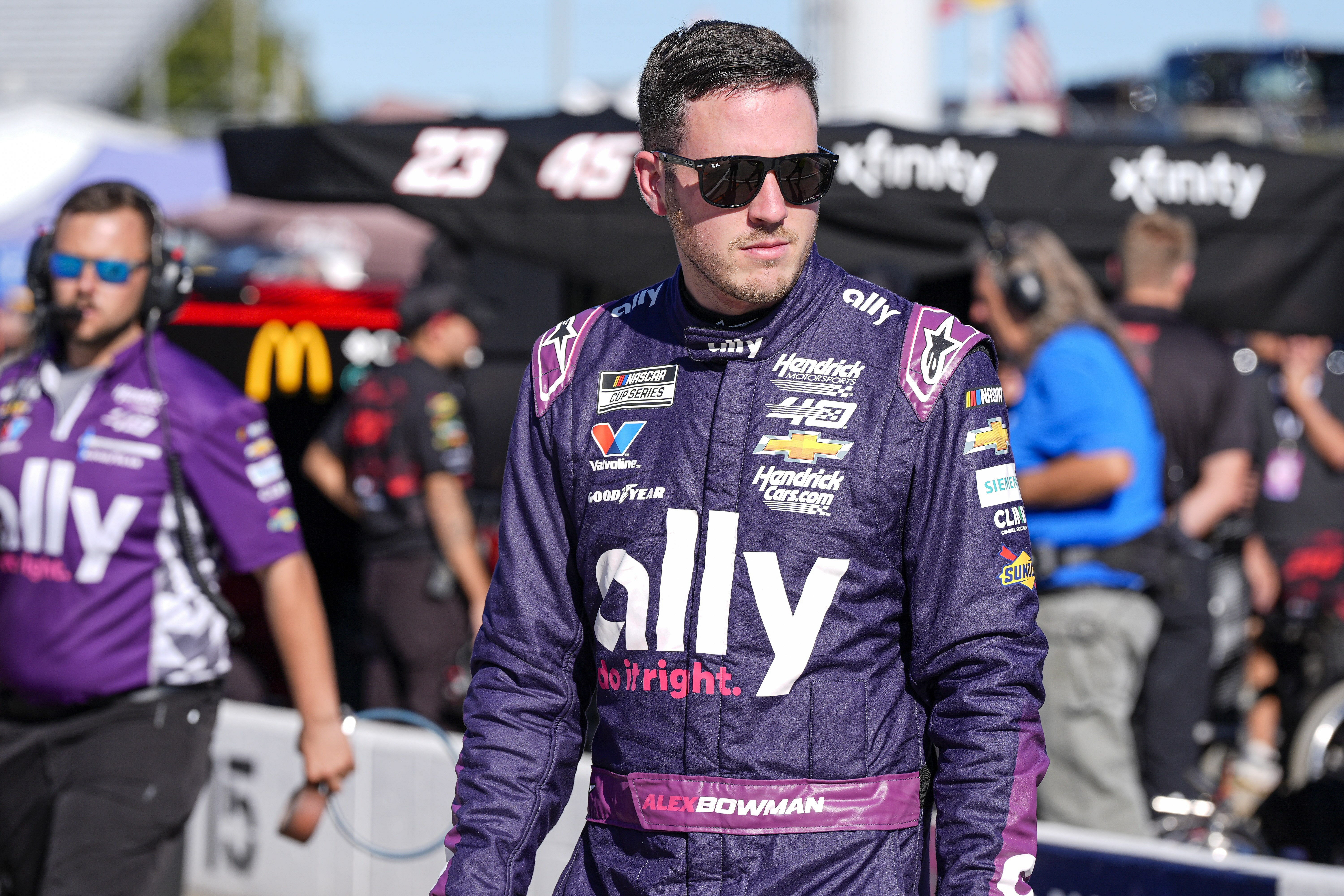 Alex Bowman during cup qualifying at Martinsville Speedway. - Source: Imagn