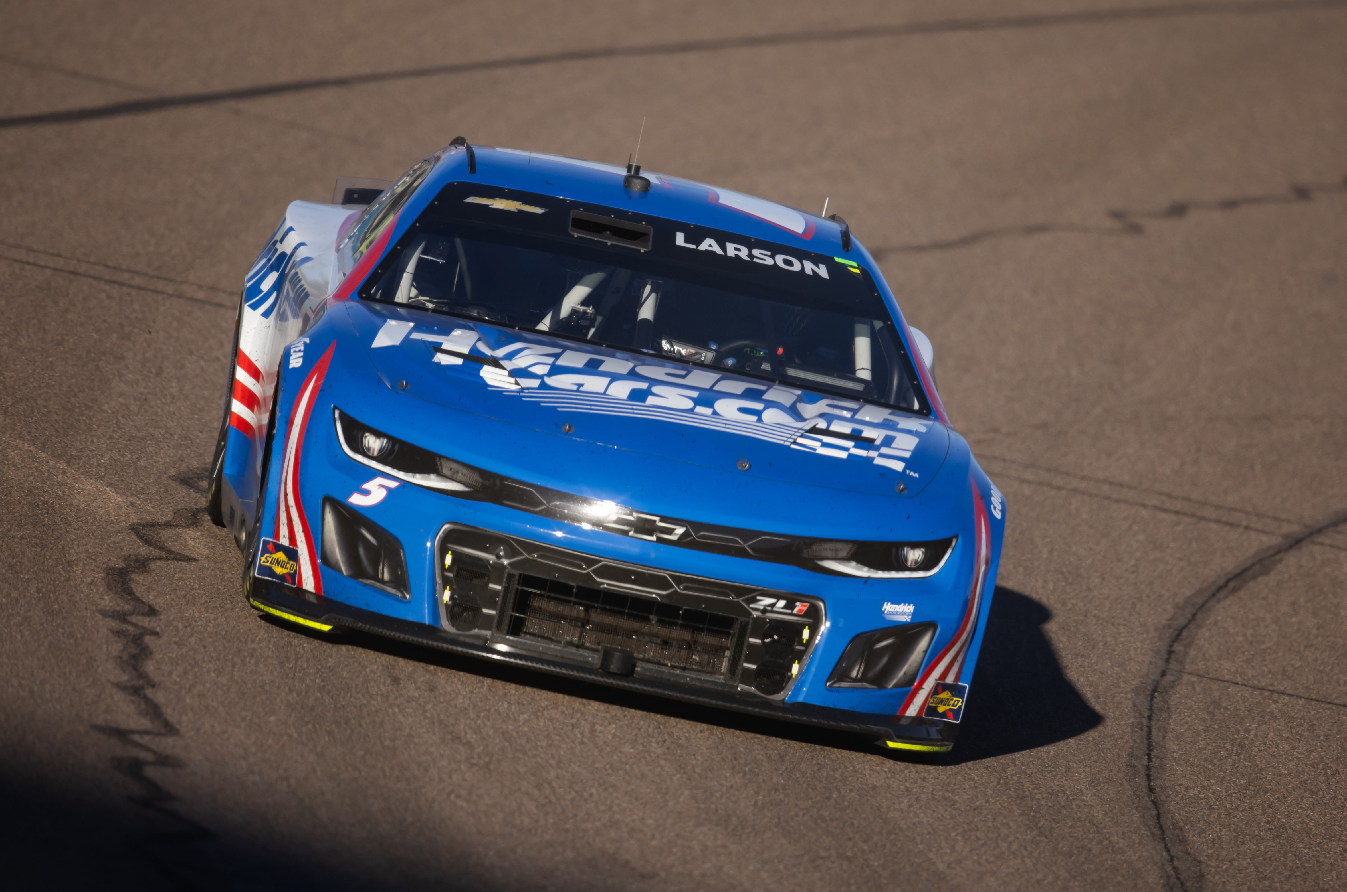 Kyle Larson (5) during the NASCAR Cup Series Championship race at Phoenix Raceway. (Credit: Mark J. Rebilas-Imagn Images)