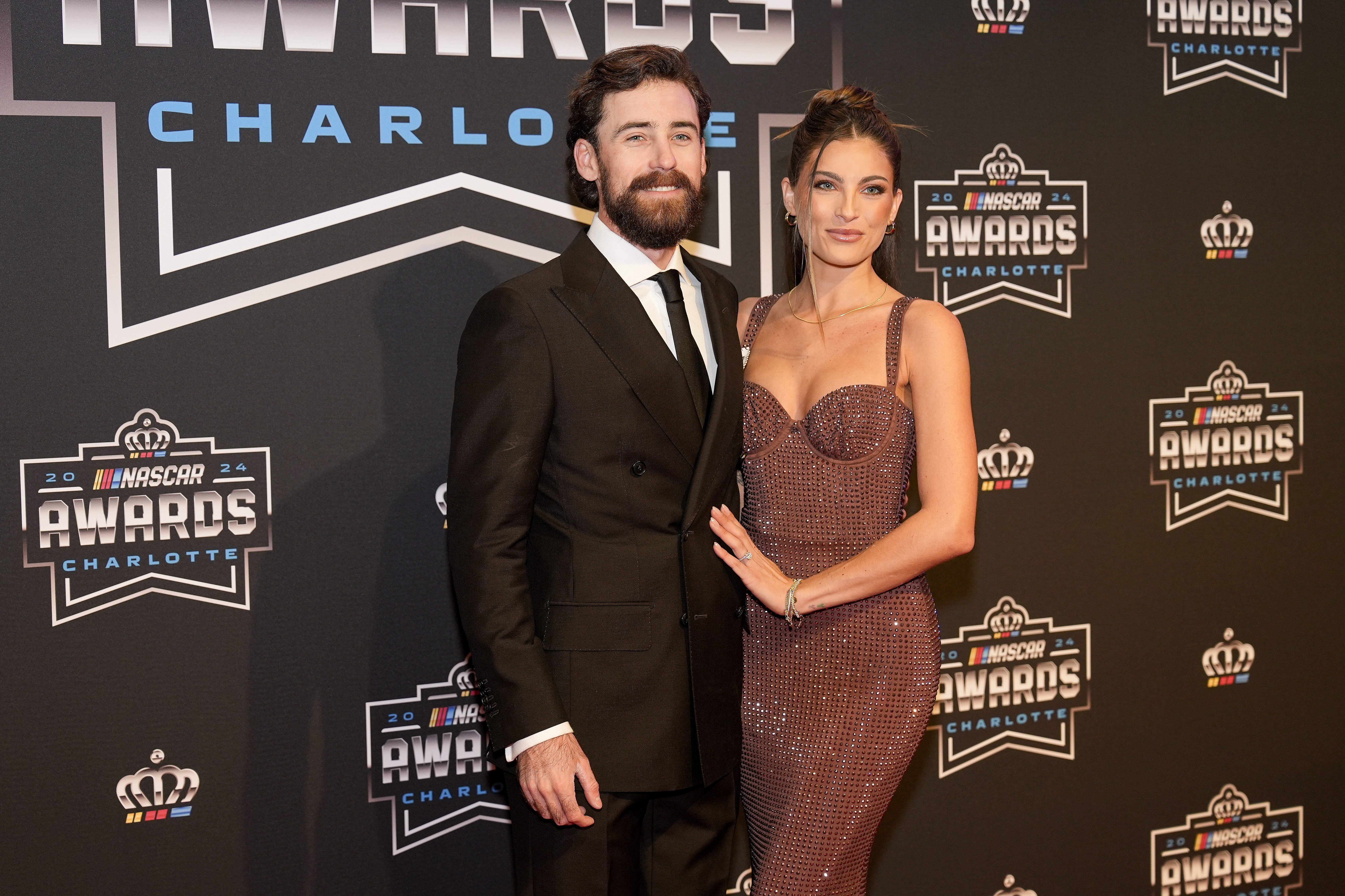 Ryan Blaney (12) and his wife Gianna Tulio during the NASCAR Awards Banquet at Charlotte Convention Center. Mandatory Credit: Jim Dedmon-Imagn Images