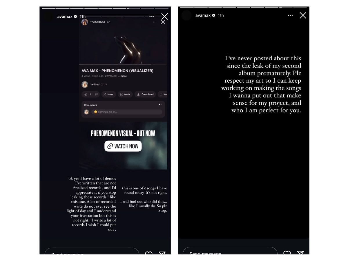 Ava Max addresses leaked demos of her unreleased songs (Image via @avamax/Instagram)