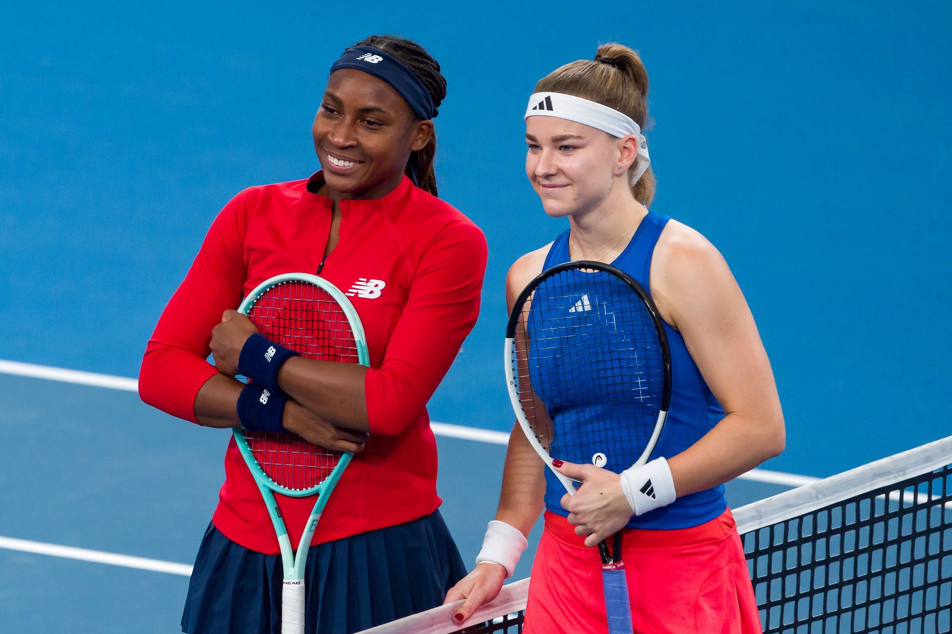 Coco Gauff and Karolina Muchova ahead of their semi-final match during day nine of the 2025 United Cup - Source: Getty