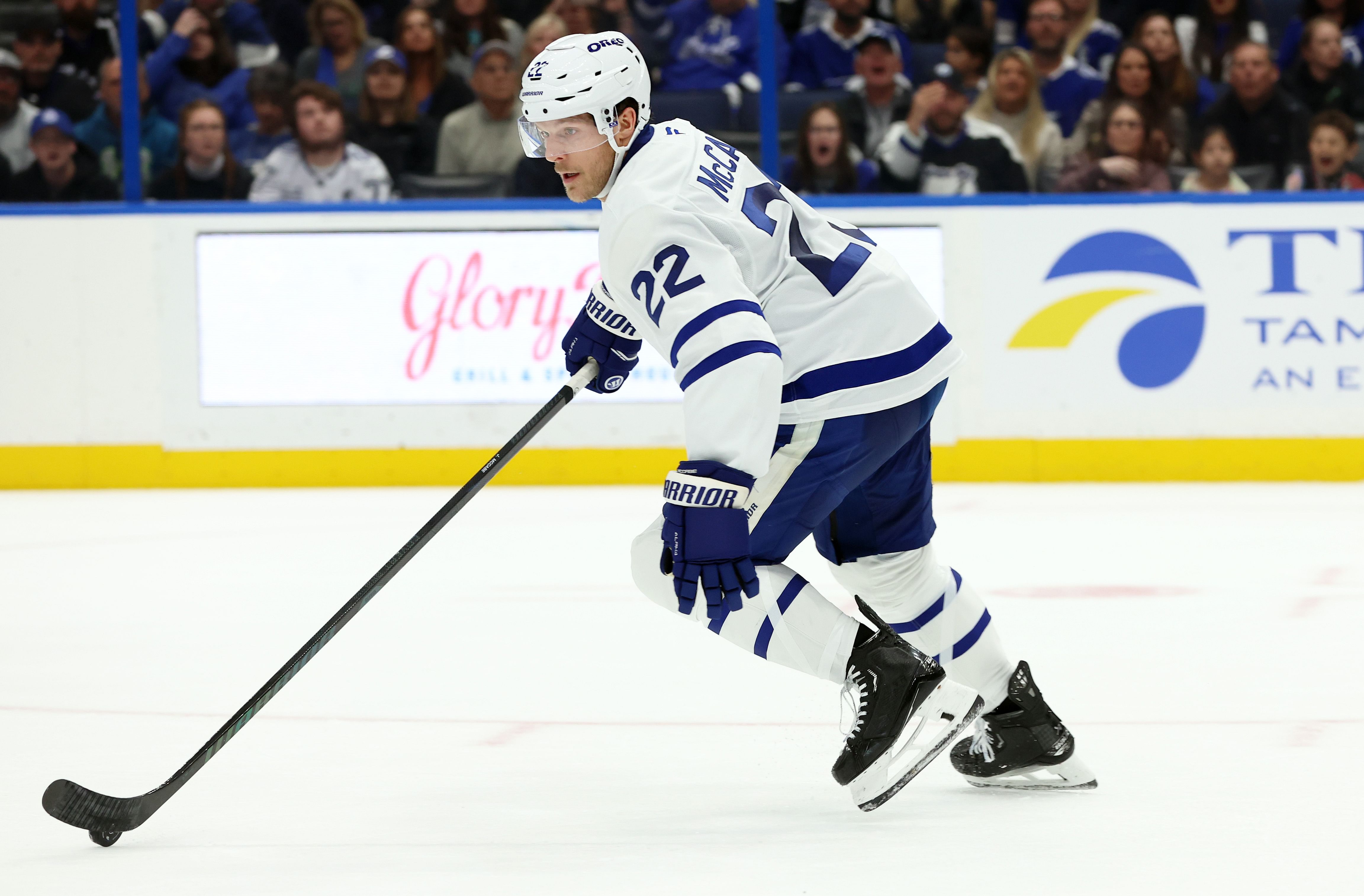 Toronto Maple Leafs defenseman Jake McCabe (22) skates with the puck. (Credits: IMAGN)