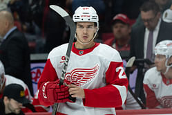 Red Wings rookie Albert Johansson makes his feelings known about scoring debut goal in team's sixth straight win