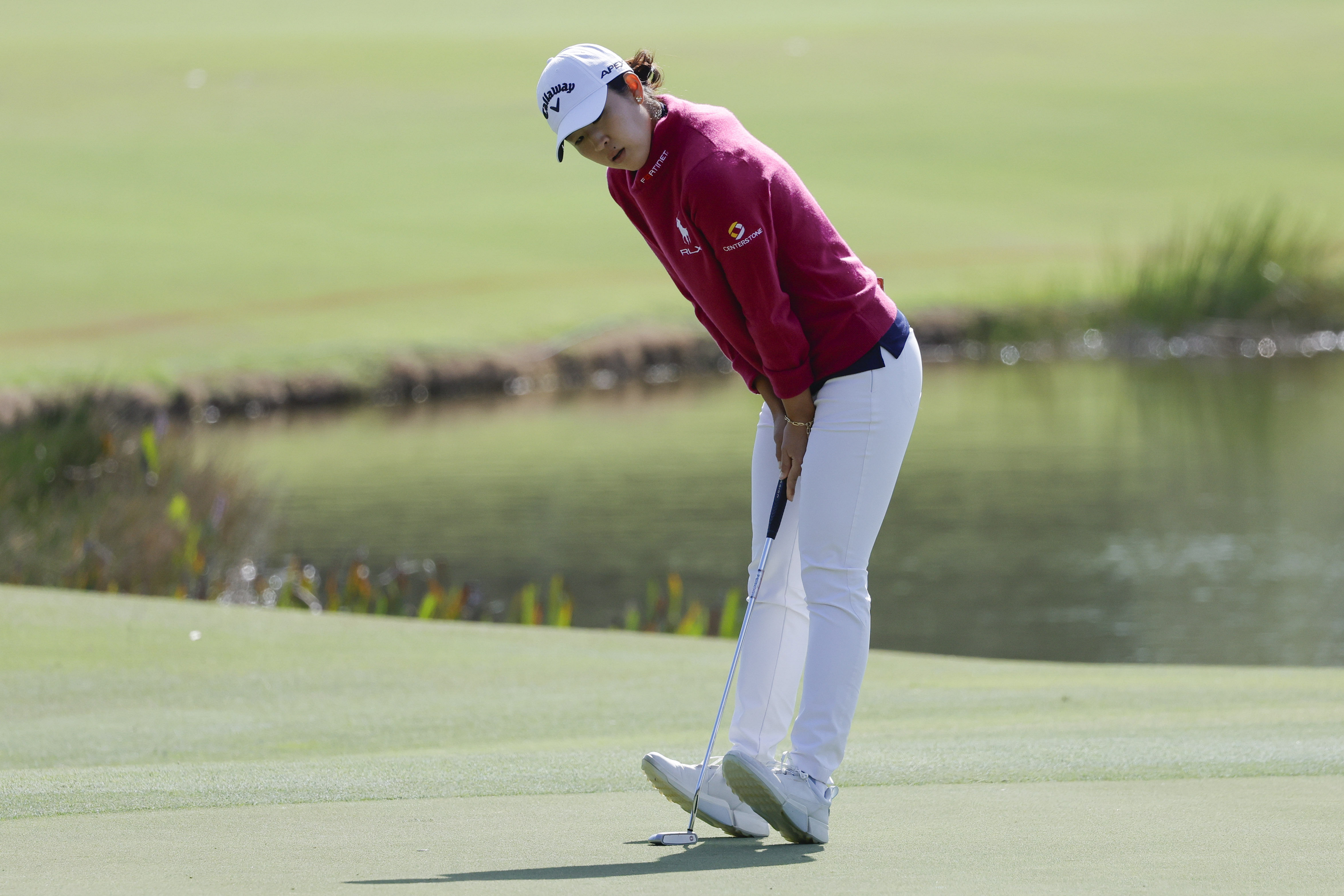 Andrea Lee reacts during the first round of the Grant Thornton Invitational (Image Source: Imagn)