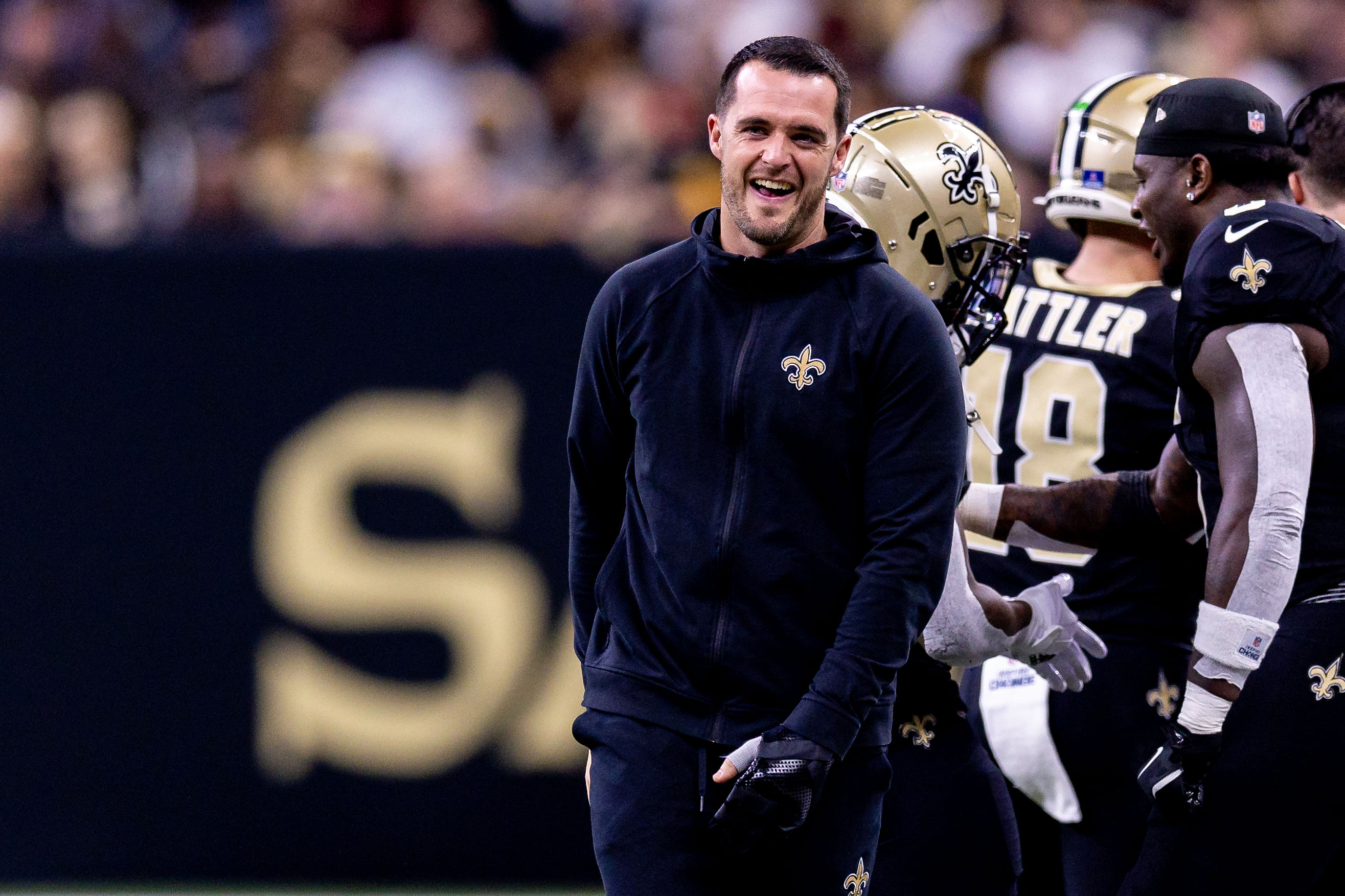 New Orleans Saints QB Derek Carr during an NFL game. (Credits: IMAGN)