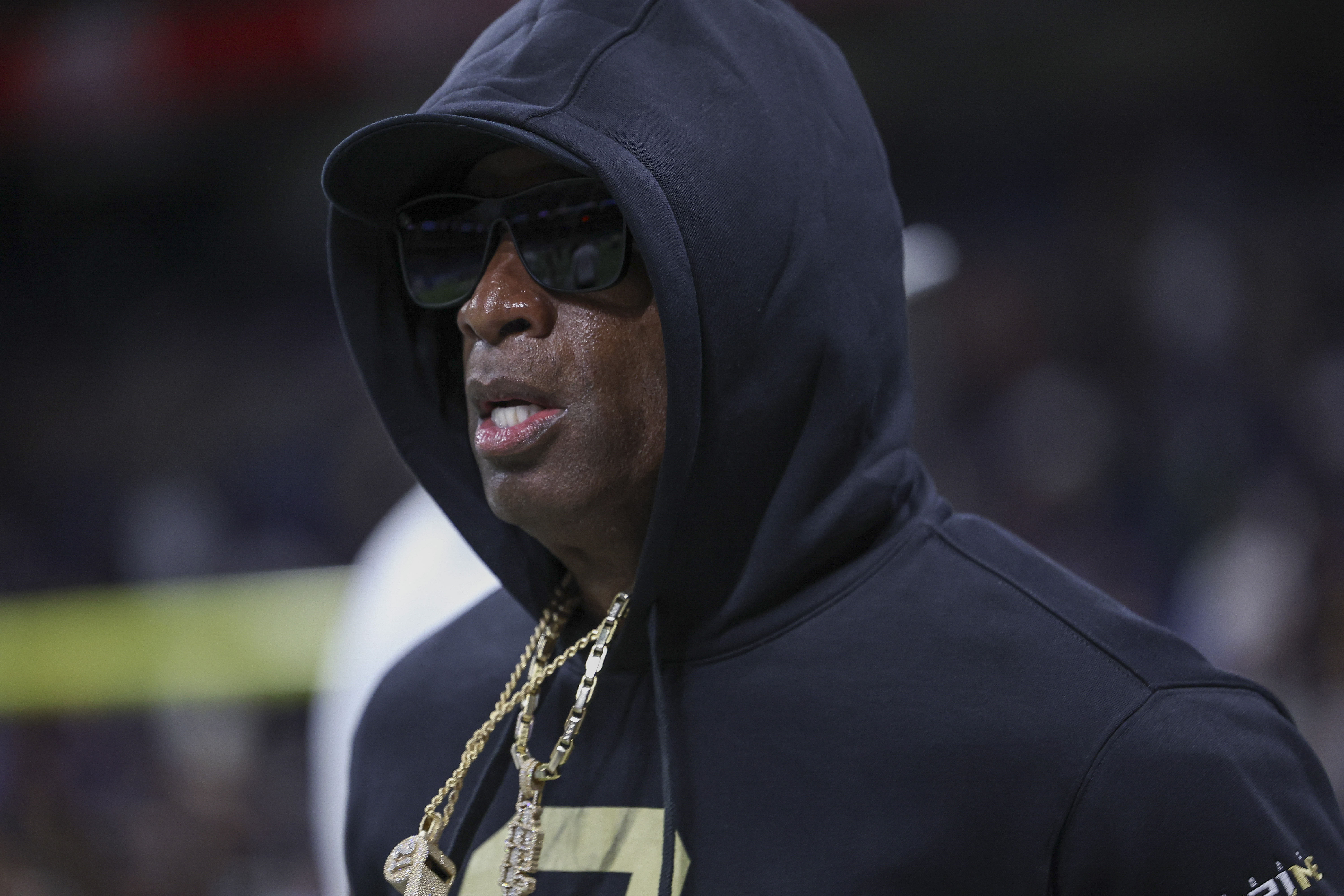 Colorado Buffaloes coach Deion Sanders during an NCAA Football game. (Credits: IMAGN)