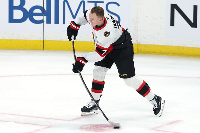 Brady Tkachuk makes his feelings known about helping brutally injured Senators D-man off the ice