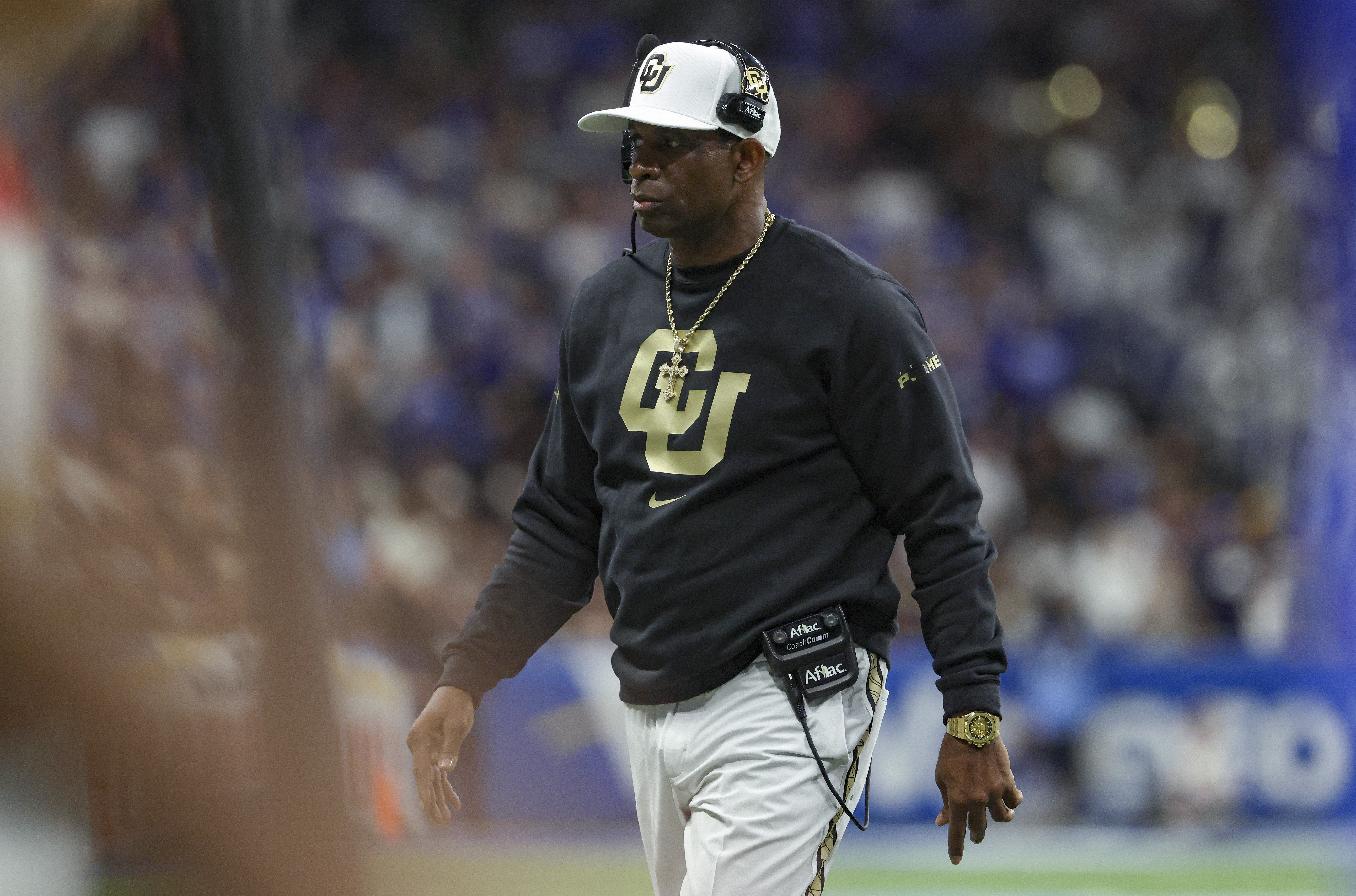 Colorado Buffaloes HC &lt;a href=&#039;https://www.sportskeeda.com/nfl/deion-sanders&#039; target=&#039;_blank&#039; rel=&#039;noopener noreferrer&#039;&gt;Deion Sanders&lt;/a&gt; during an NCAA football game. (Credits: IMAGN)