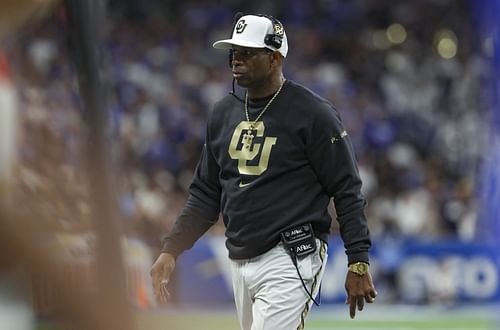 Colorado Buffaloes HC Deion Sanders during an NCAA football game. (Credits: IMAGN)