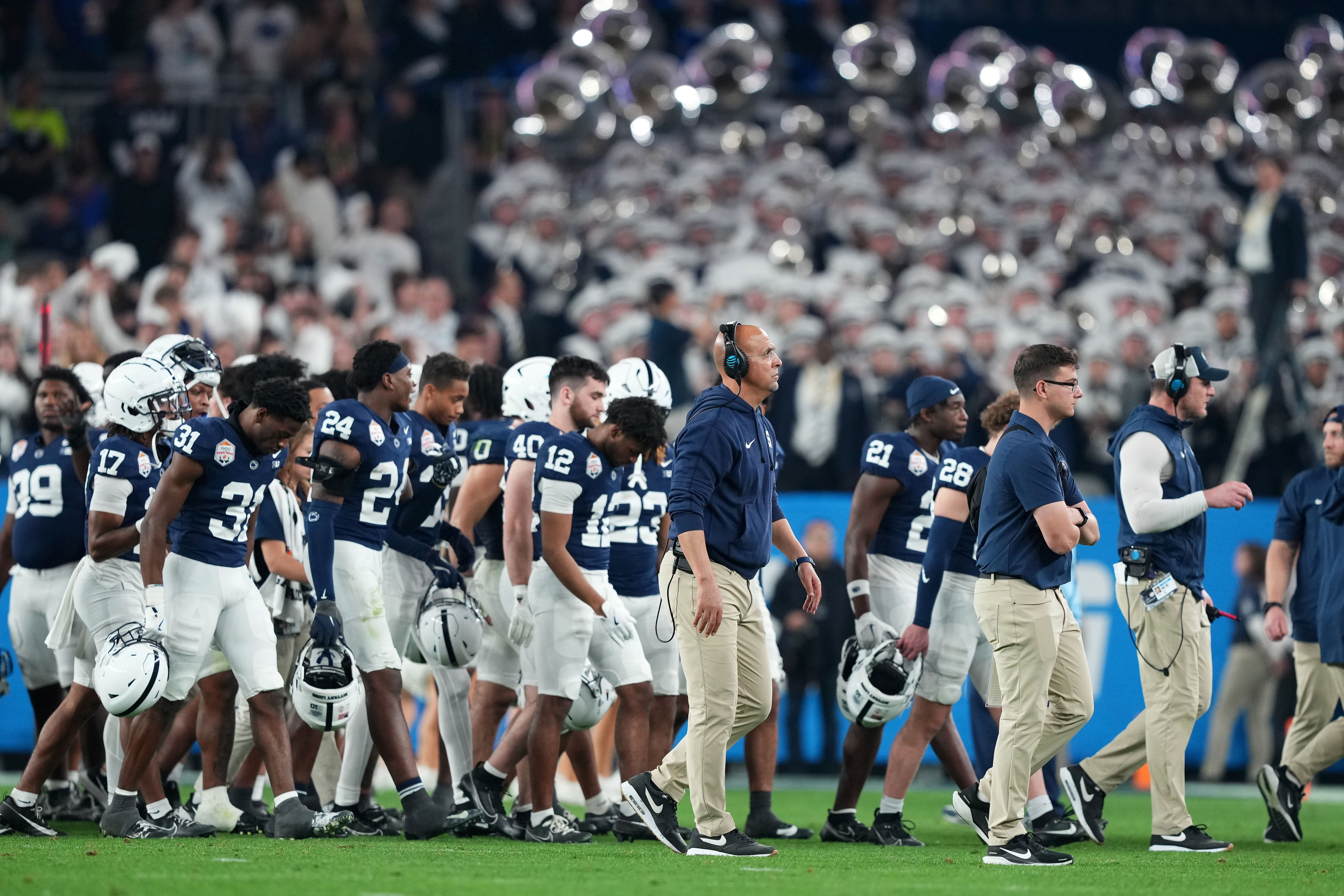 James Franklin and the Nittany Lions have reached the CFP semifinals, but have also lost some players to the transfer portal. (Photo Credit: IMAGN)