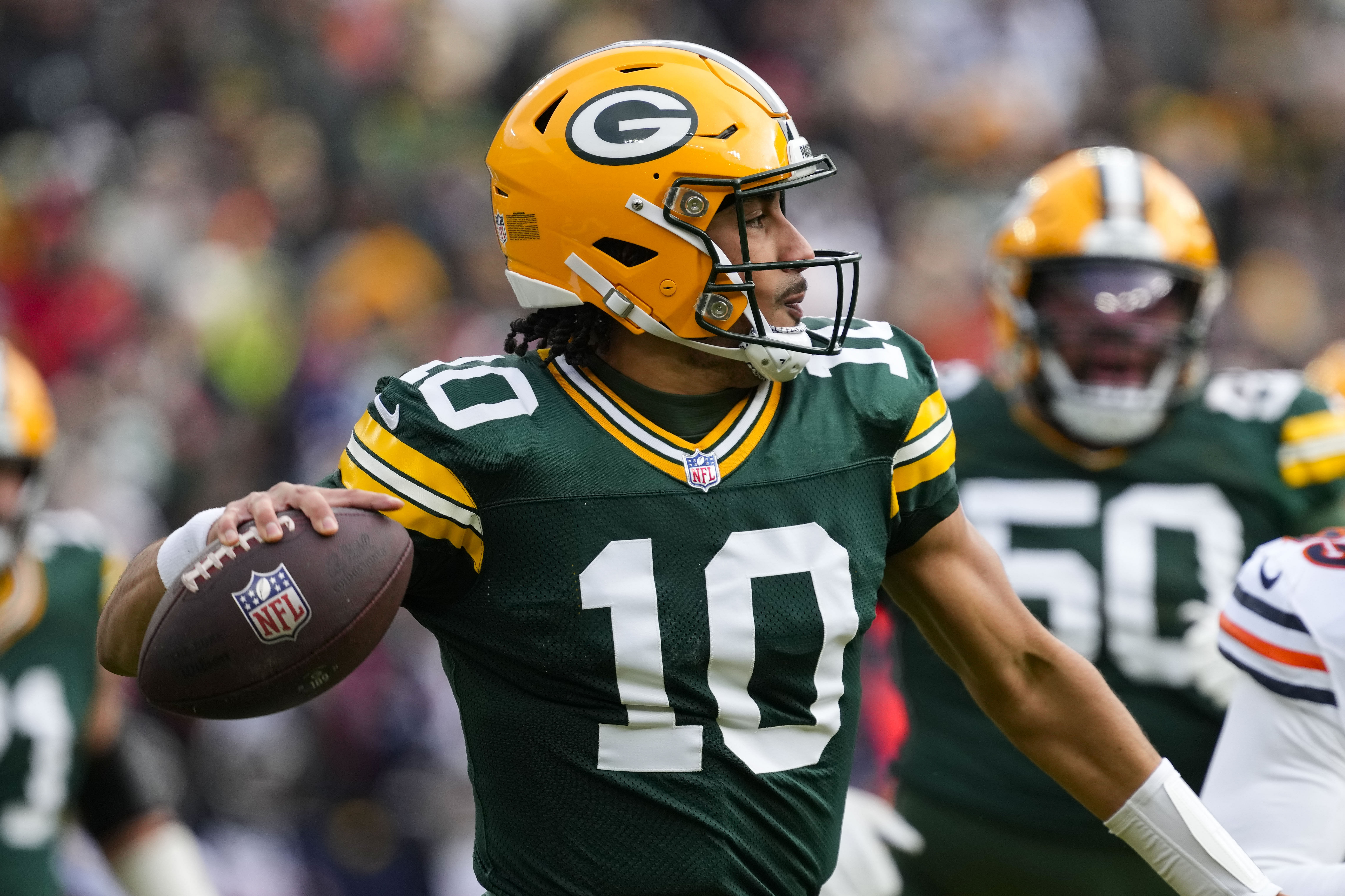 Green Bay Packers QB Jordan Love during an NFL game. (Credits: IMAGN)