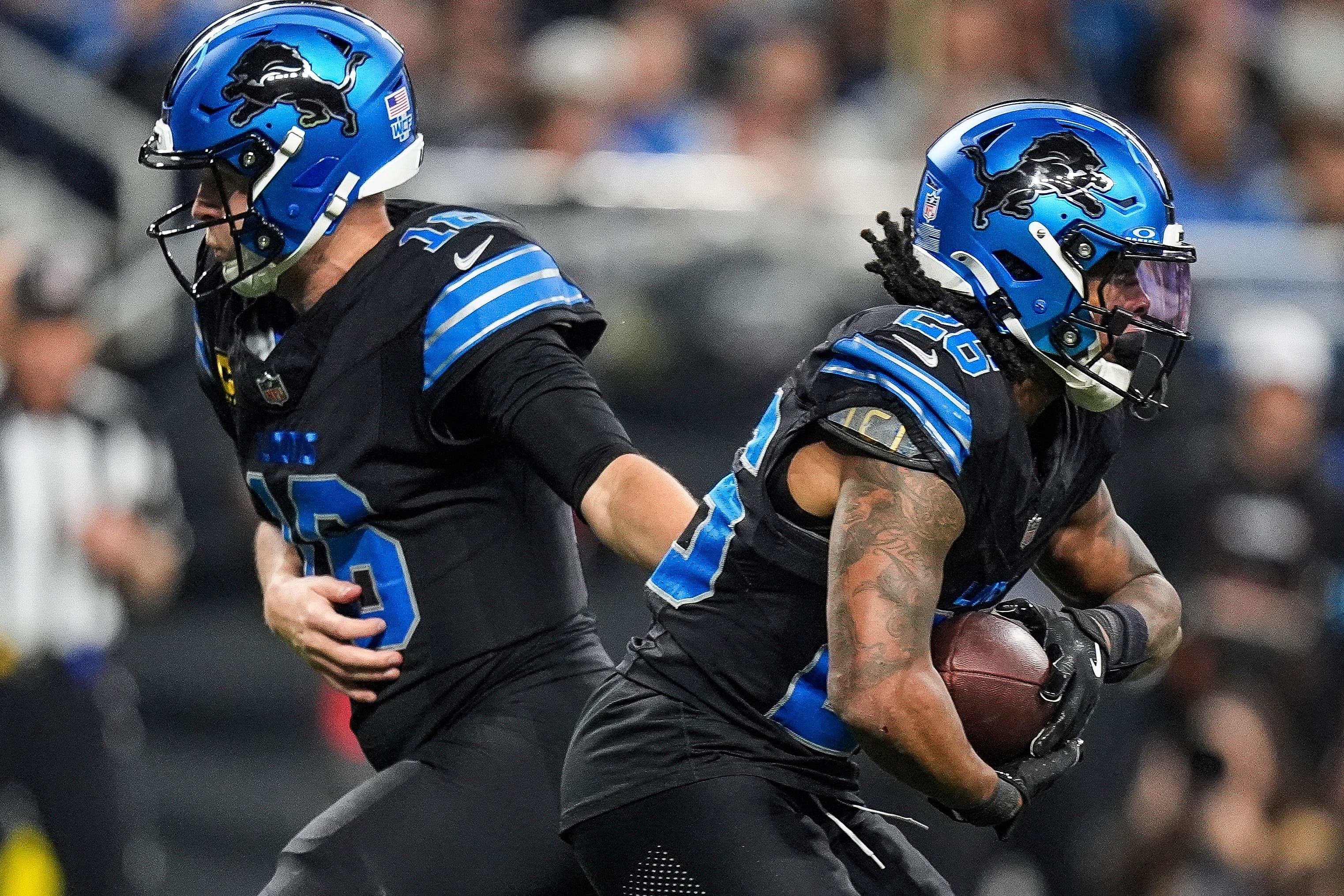 NFL: Detroit Lions QB Jared Goff (L) and RB Jahmyr Gibbs (R) - Source: Imagn