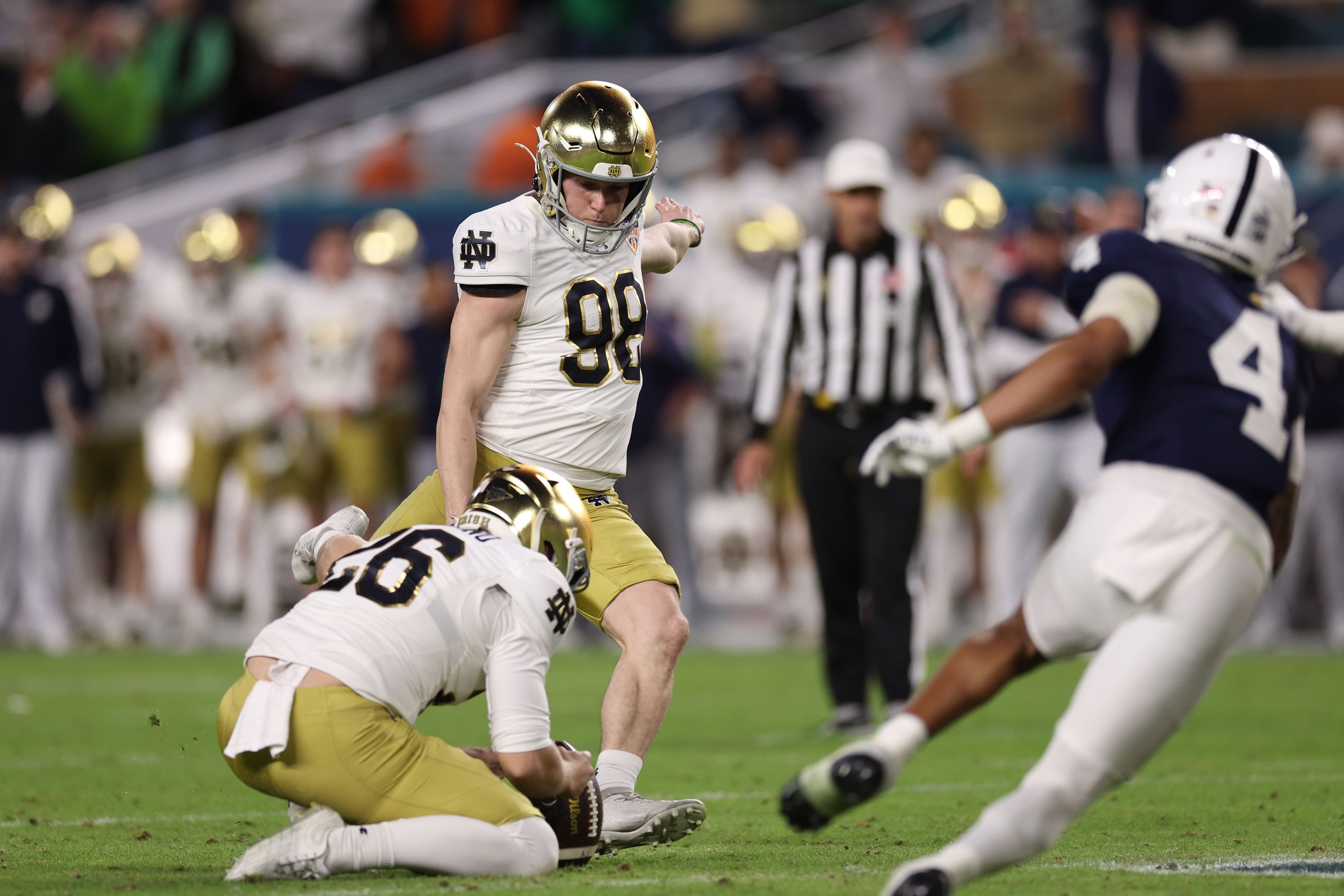 While Notre Dame&#039;s Mitch Jeter made a key field goal in their win over Penn State, he hasn&#039;t been very reliable this season. (Photo Credit: IMAGN)