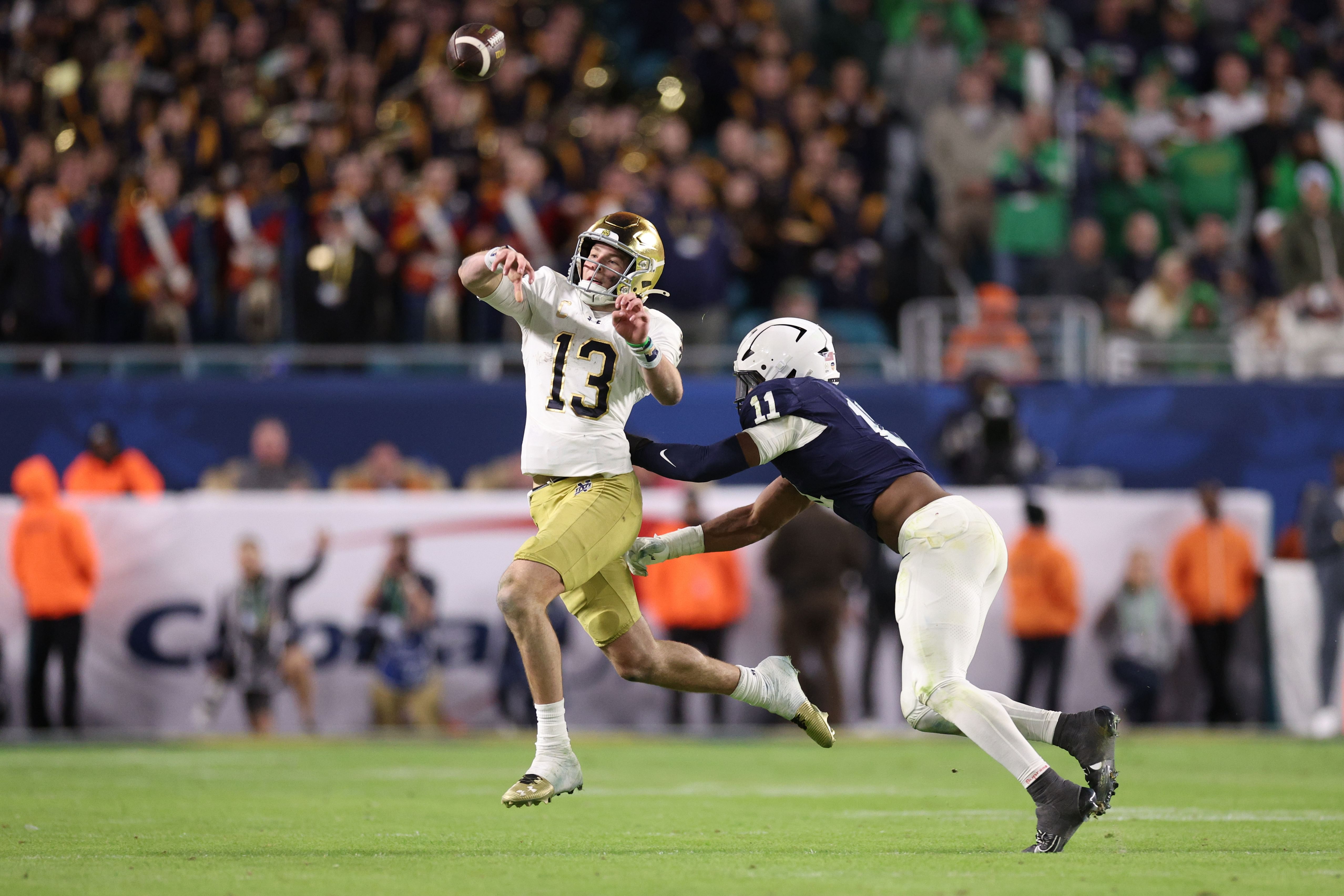 Riley Leonard&#039;s ability to handle the pressure could determine Notre Dame&#039;s chances. - Source: Imagn