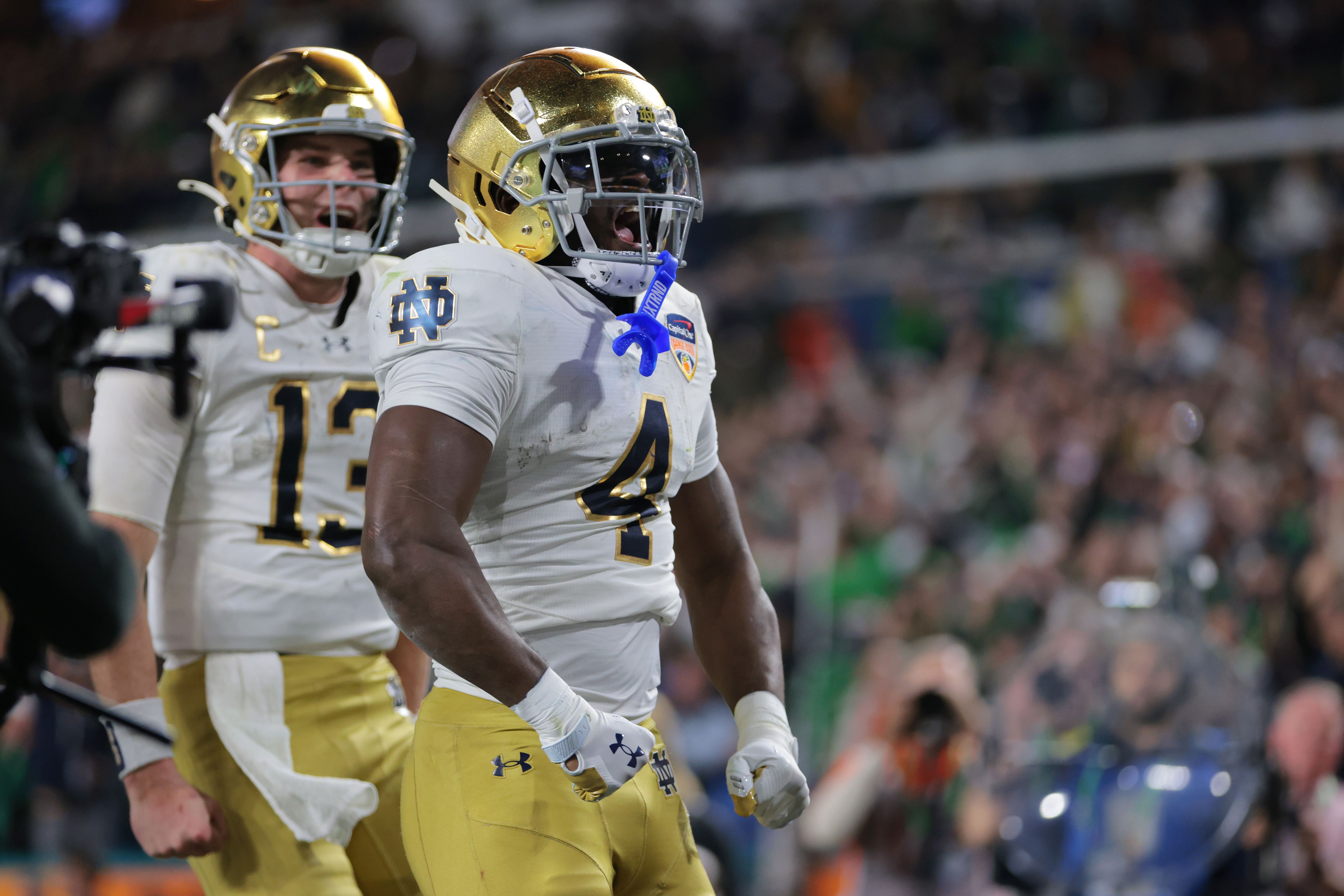 Notre Dame running back Jeremiyah Love could be key to Notre Dame&#039;s upset chances. (Photo Credit: IMAGN)