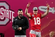 Ryan Day and Ohio State are prepared to end Notre Dame's Cinderella turn in the CFP. (Photo Credit: IMAGN)
