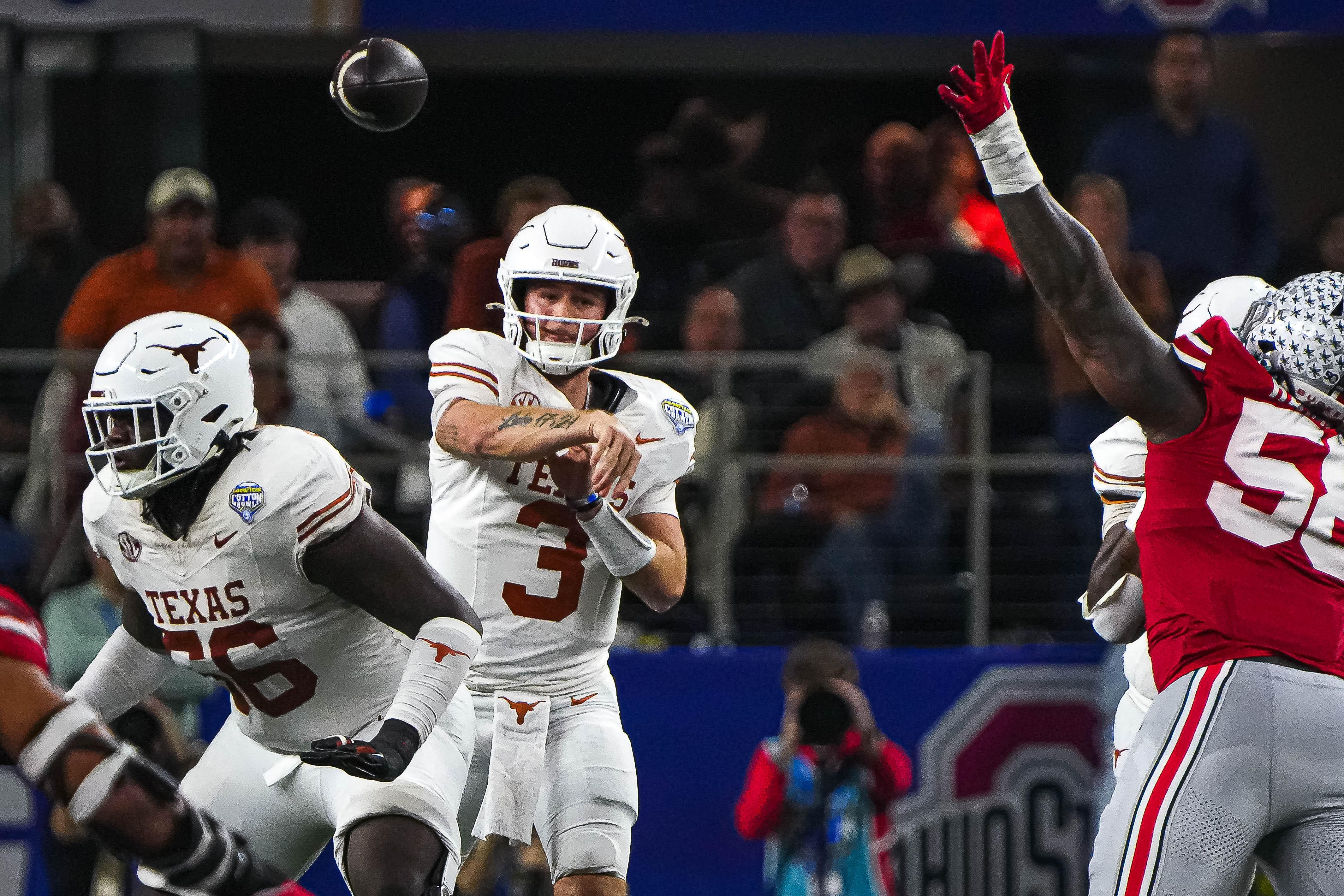 After a pair of CFP semifinal losses, Quinn Ewers is headed to the NFL. (Photo Credit: IMAGN)