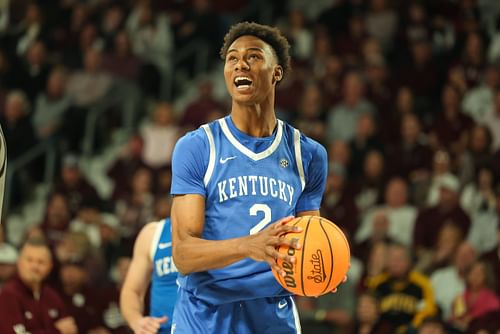 Kentucky Wildcats guard Jaxson Robinson (#2) reacts against the Mississippi State Bulldogs during the first half at Humphrey Coliseum. Photo: Imagn