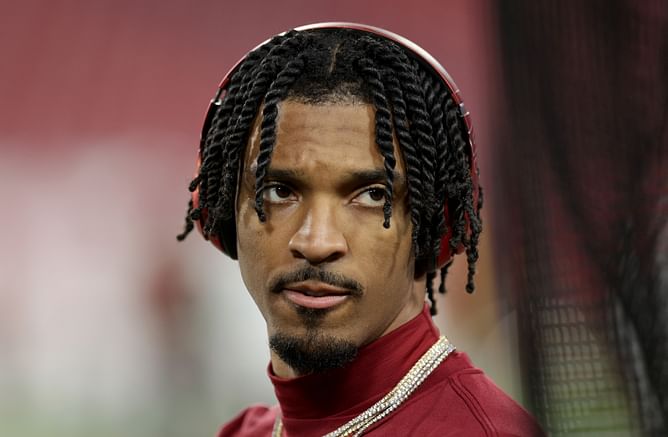 WATCH: Jayden Daniels goes viral after suffering bloody face cut during Commanders-Buccaneers playoff showdown