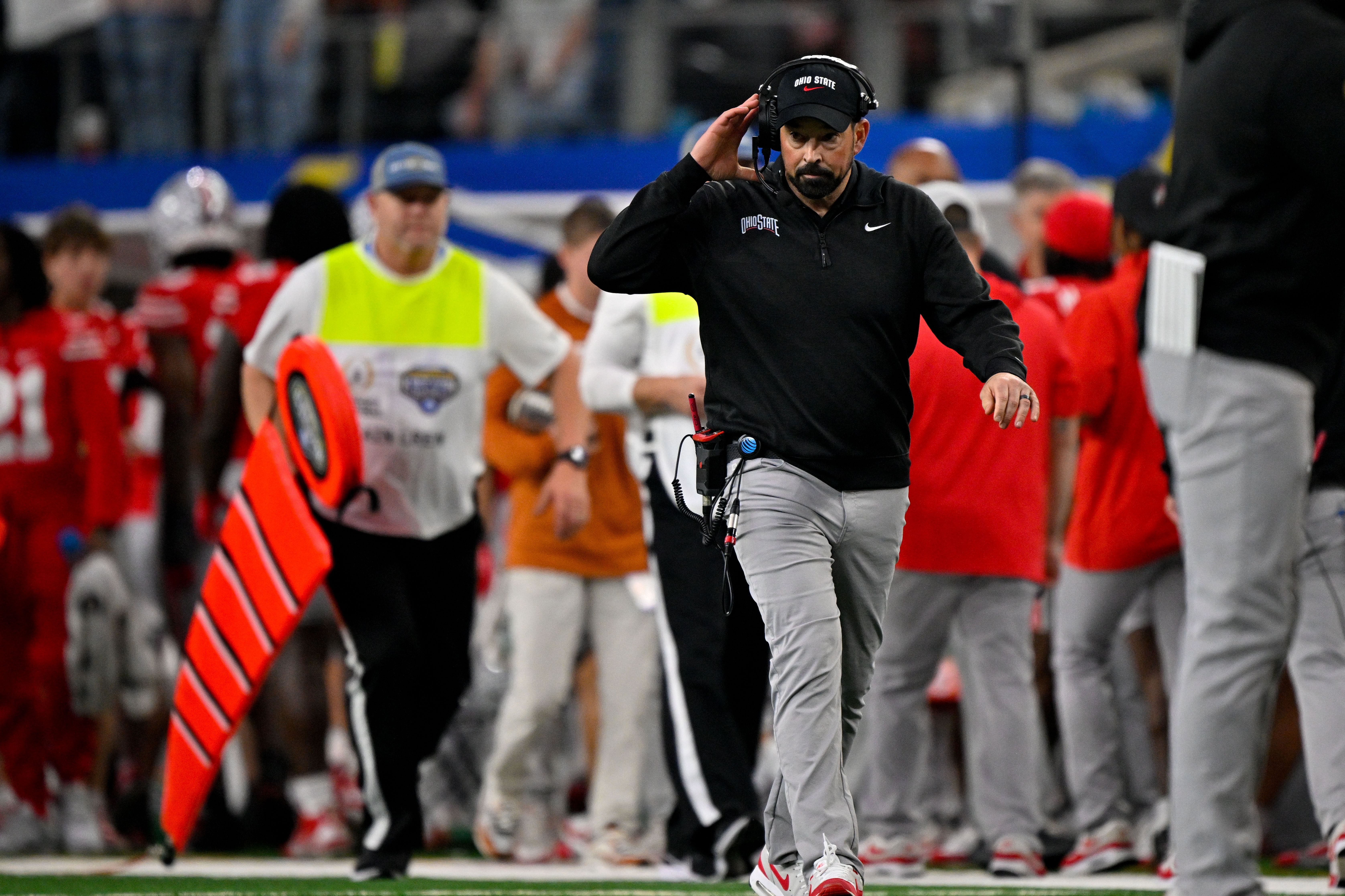 Ohio State Buckeyes coach Ryan Day during the Cotton Bowl game against the Texas Longhorns. (Credits: IMAGN)