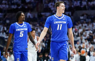 Creighton Bluejays center Ryan Kalkbrenner (11) and guard Jamiya Neal (5) look to the sideline as they take one the UConn Huskies in the first half at Harry A. Gampel Pavilion. Photo: Imagn