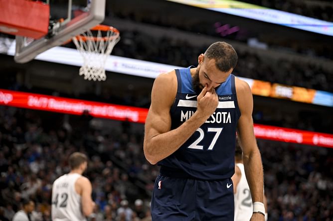 "Draymond up there" - NBA fans react as Rudy Gobert nearly gets hit with an object falling off from the Jumbotron