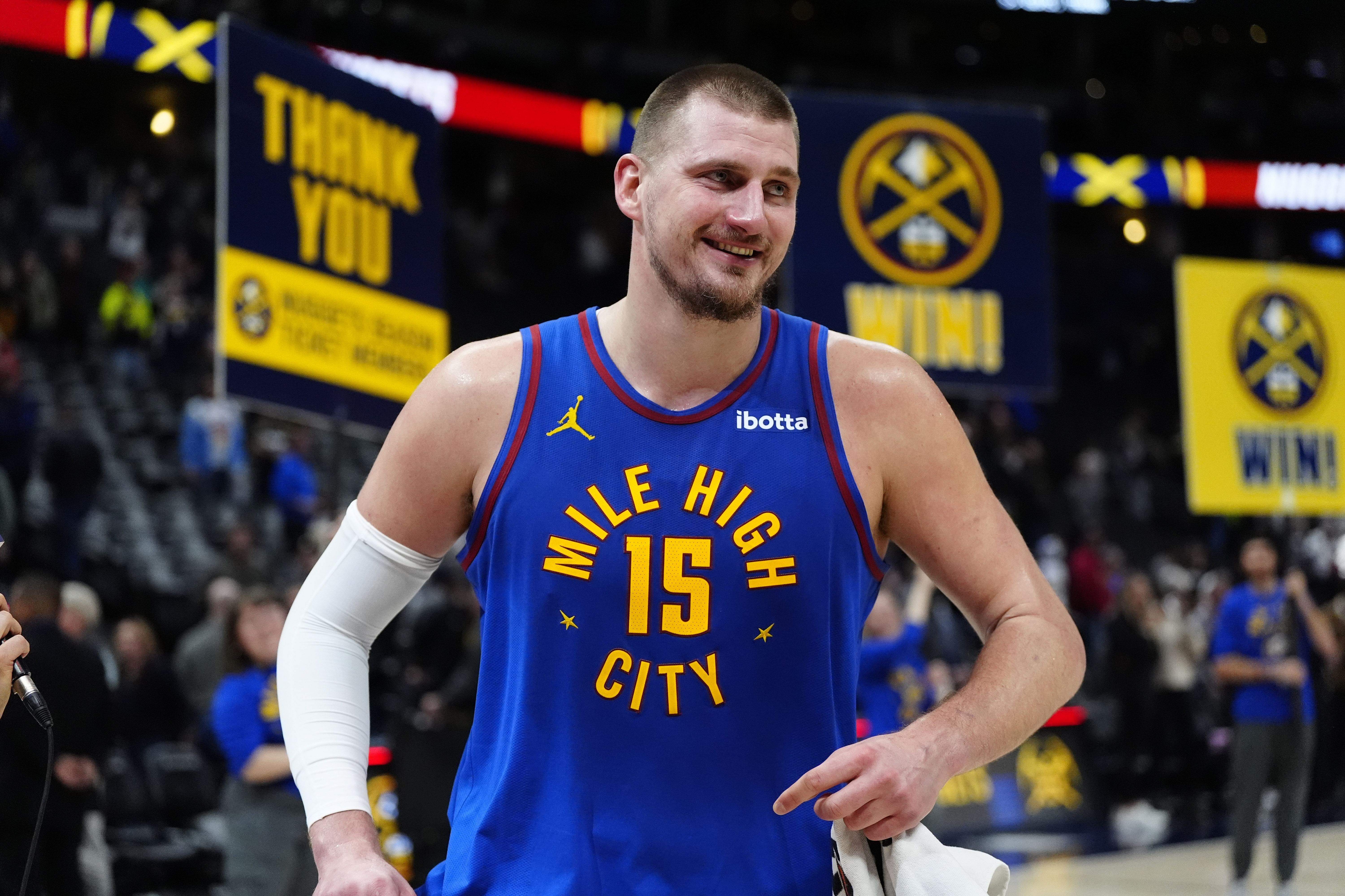 Nikola Jokic comments on his historic season. (Photo: IMAGN)