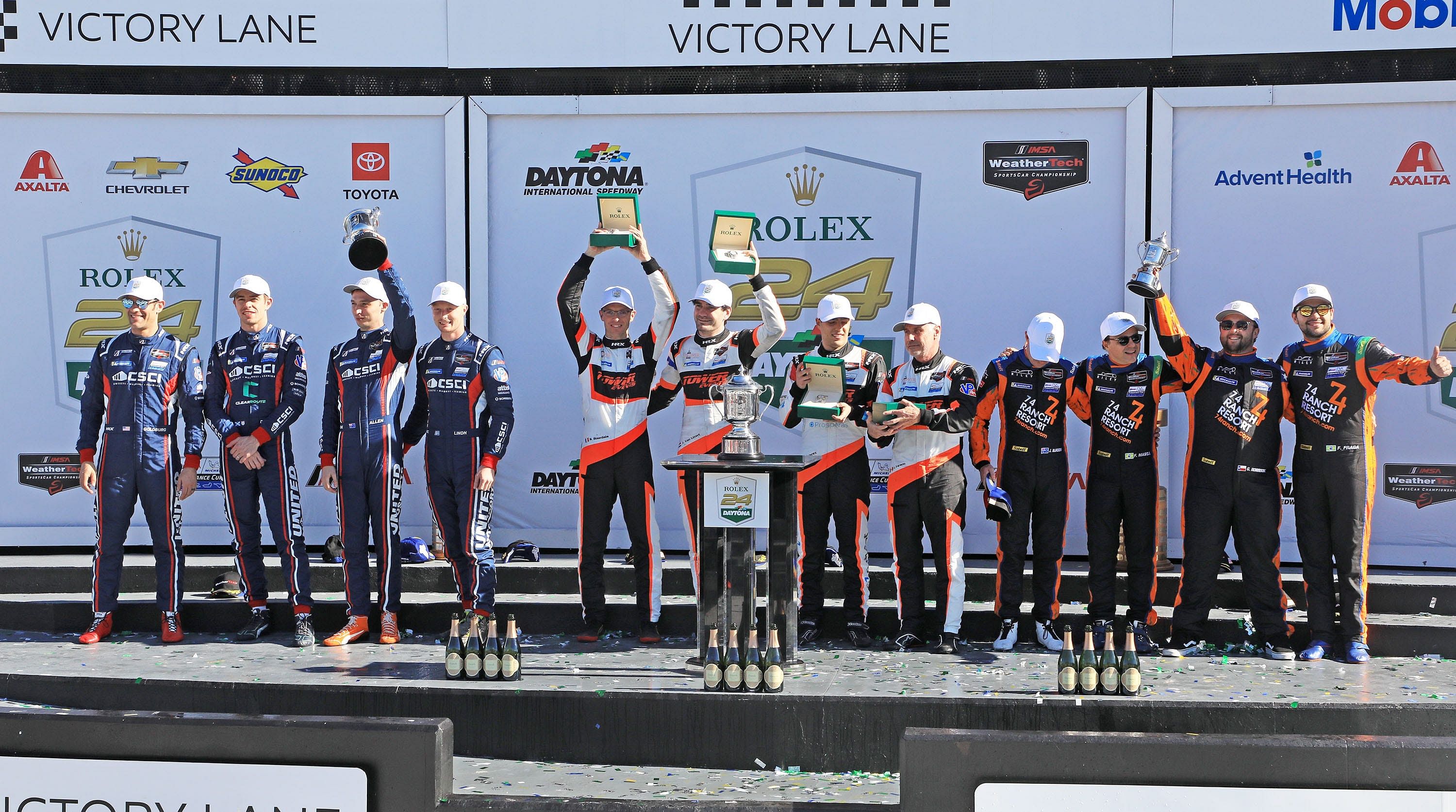 LMP2 winners celebrate their win at Victory Lane at the end of Rolex 24, Sunday, Jan. 26, 2025 at Daytona. - Source: Imagn