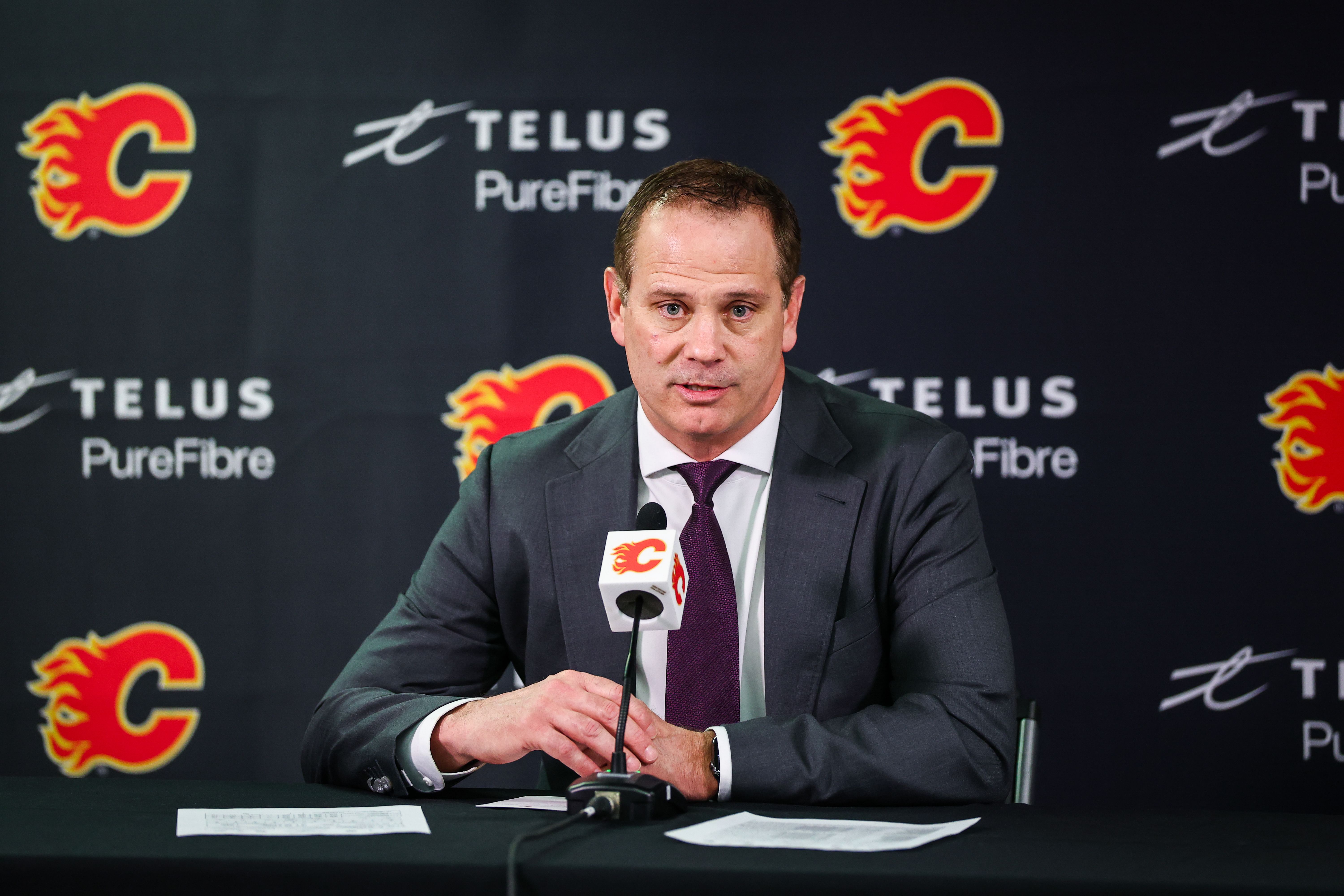 Calgary Flames general manager Craig Conroy after the game against the Anaheim Ducks. (Credit: IMAGN)