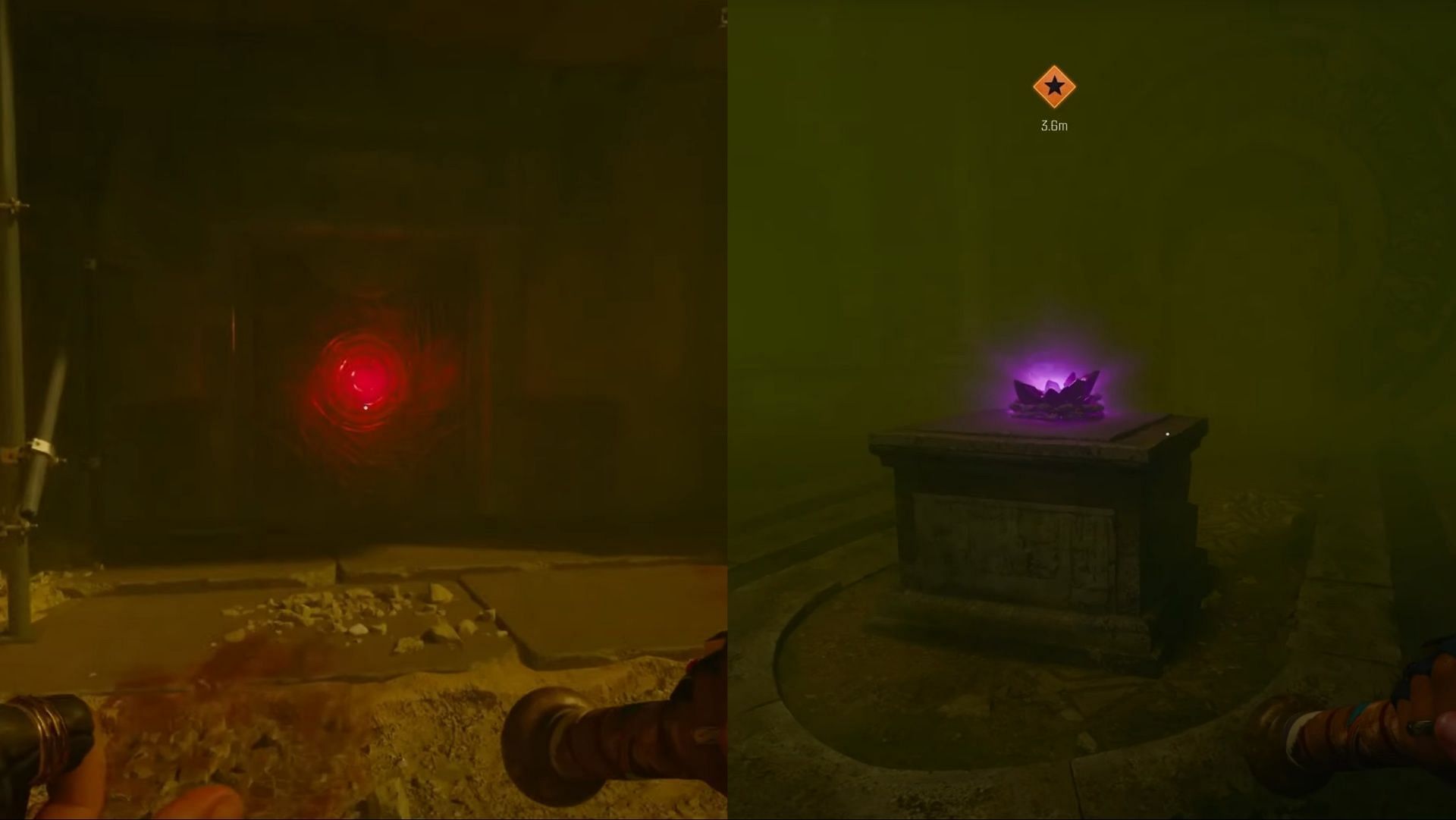 Unlock these doors to reach the table where the glowing crystal is present (Image via Activision || YouTube/ MrRoflWaffles)