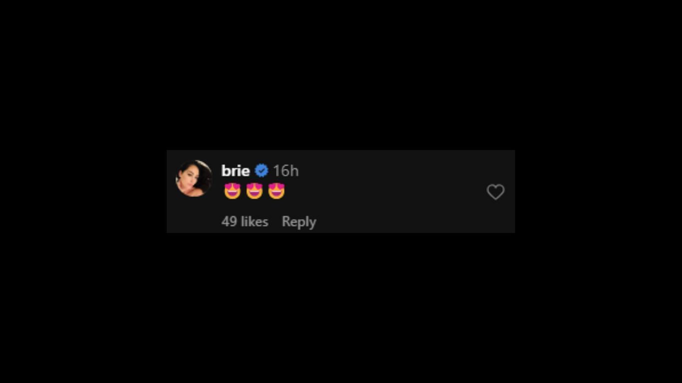 Brie Bella&#039;s reaction. [Image credit: Screenshot of Bella&#039;s comment on Baker&#039;s post]