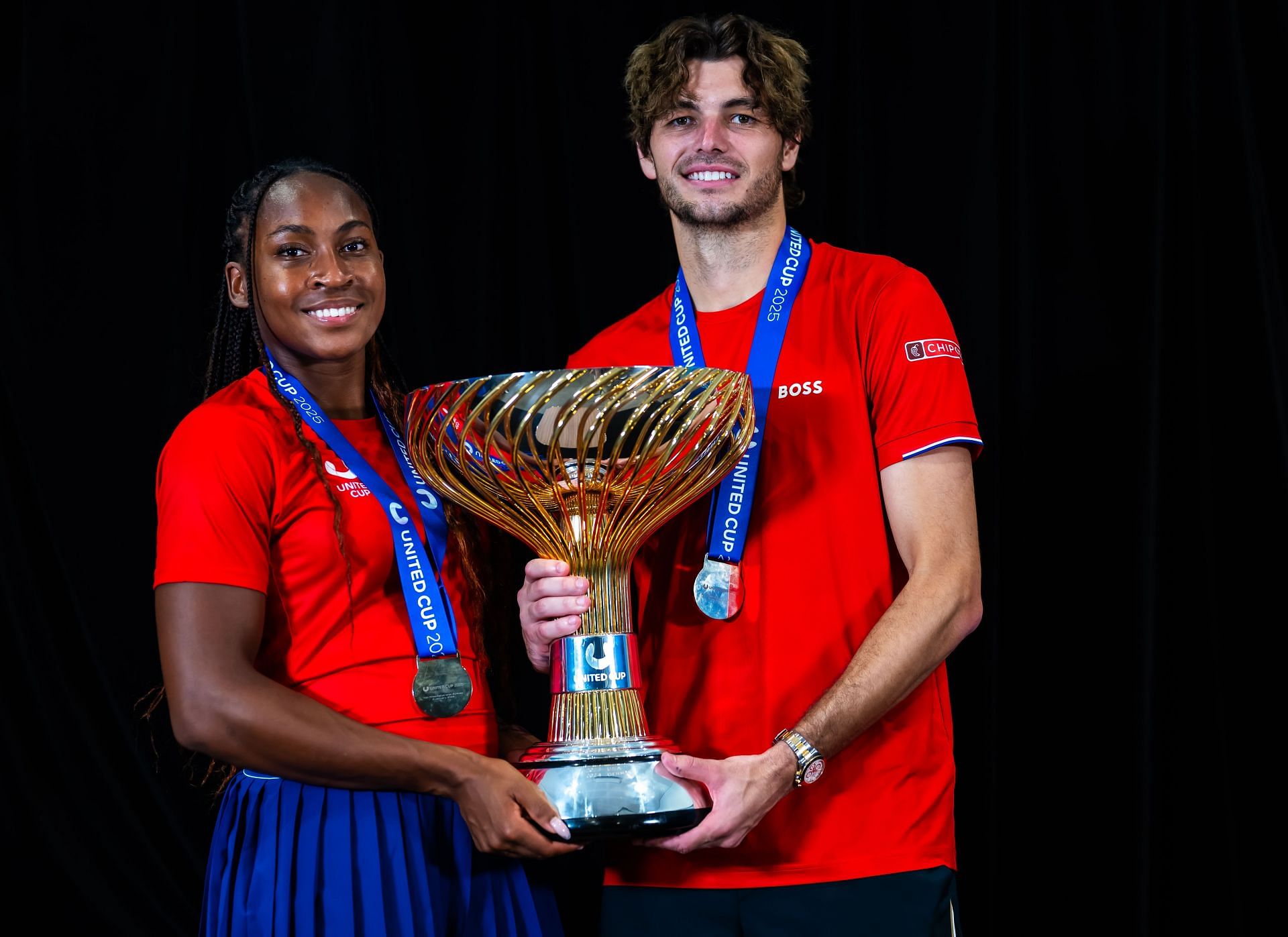 Coco Gauff and Taylor Fritz with the 2025 United Cup - Source: Getty