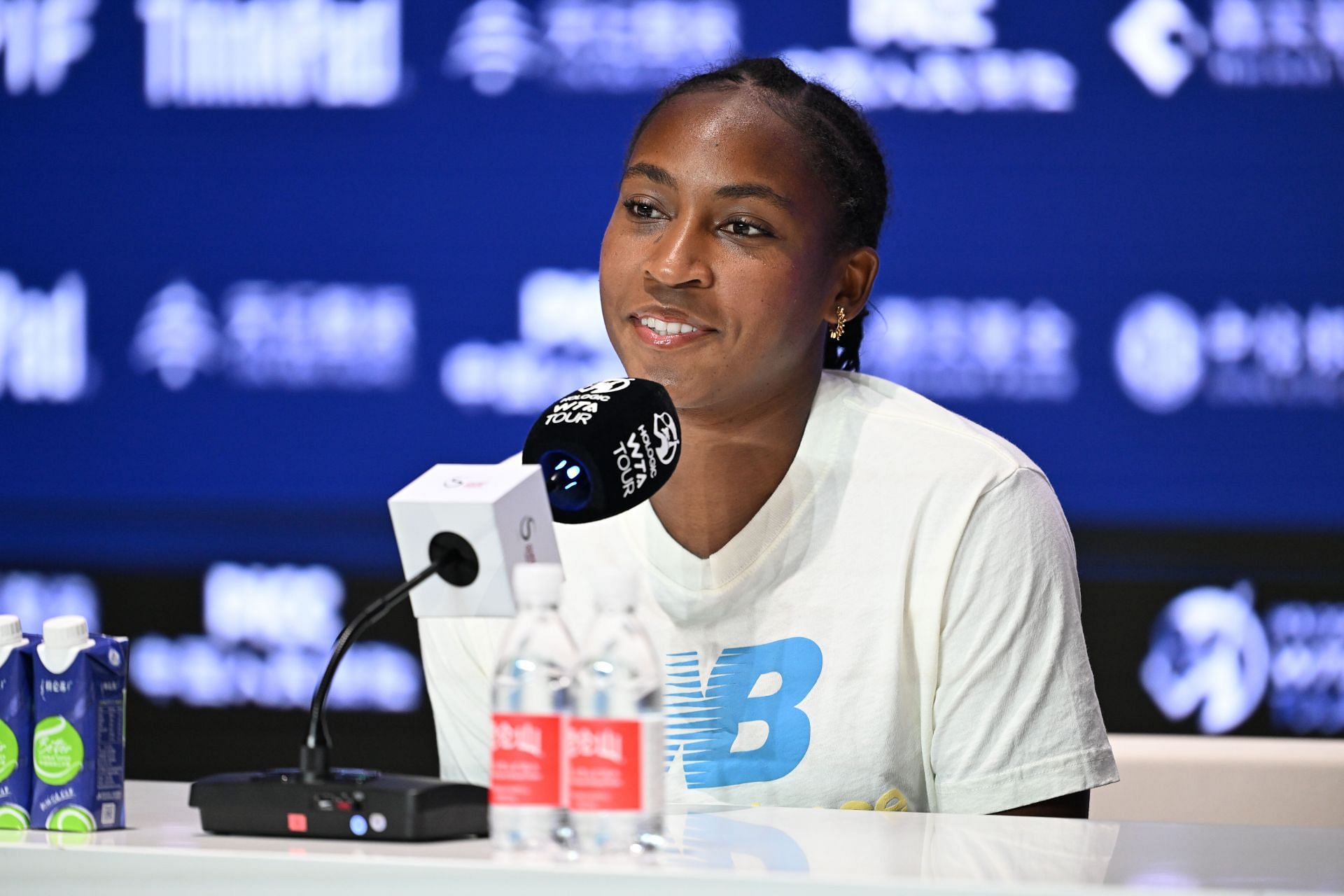 In Picture: Coco Gauff speaking to the press [Image Source: Getty Images]