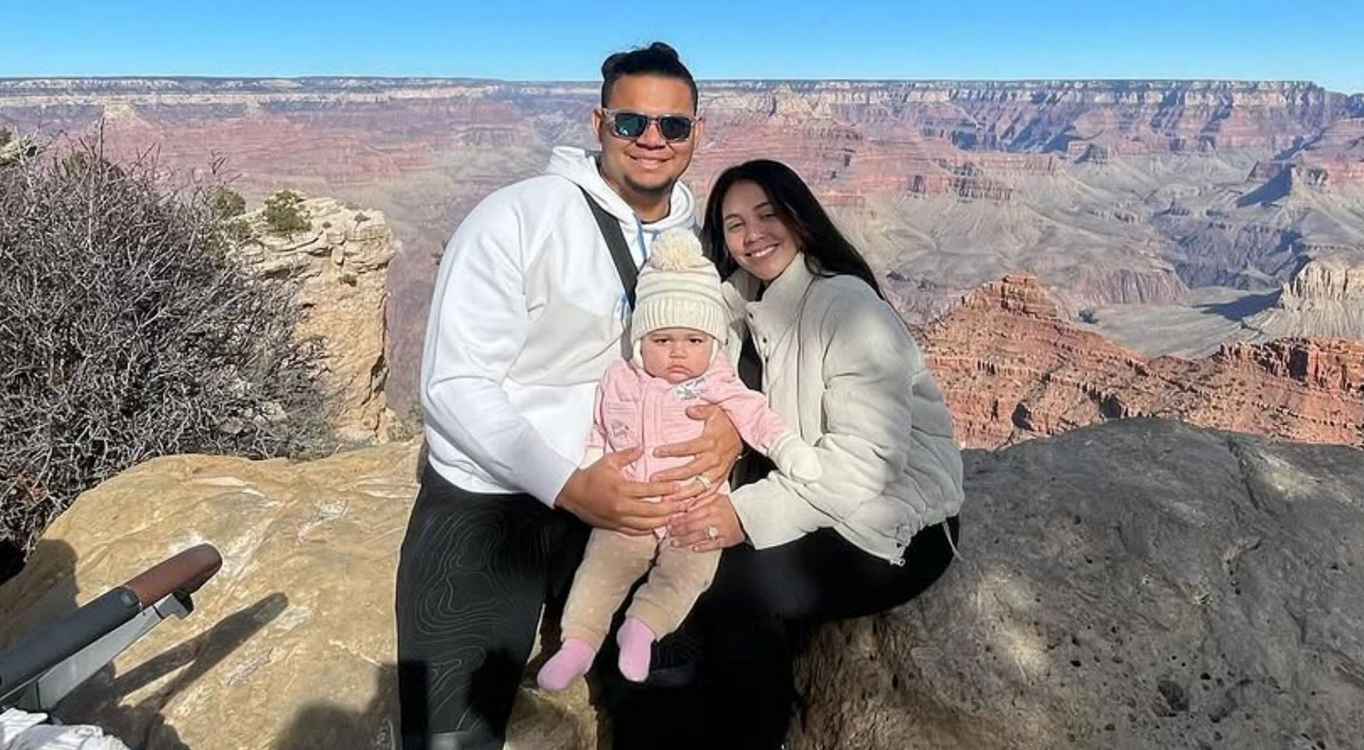 Brusdar Graterol steals the spotlight in team gear at Rams vs. Vikings NFL game night with wife Allison and daughter Aria