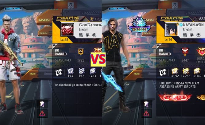 God Danger YT vs NayanAsin: किसके Free Fire MAX में बेहतर क्लैश स्क्वाड स्टैट्स हैं?