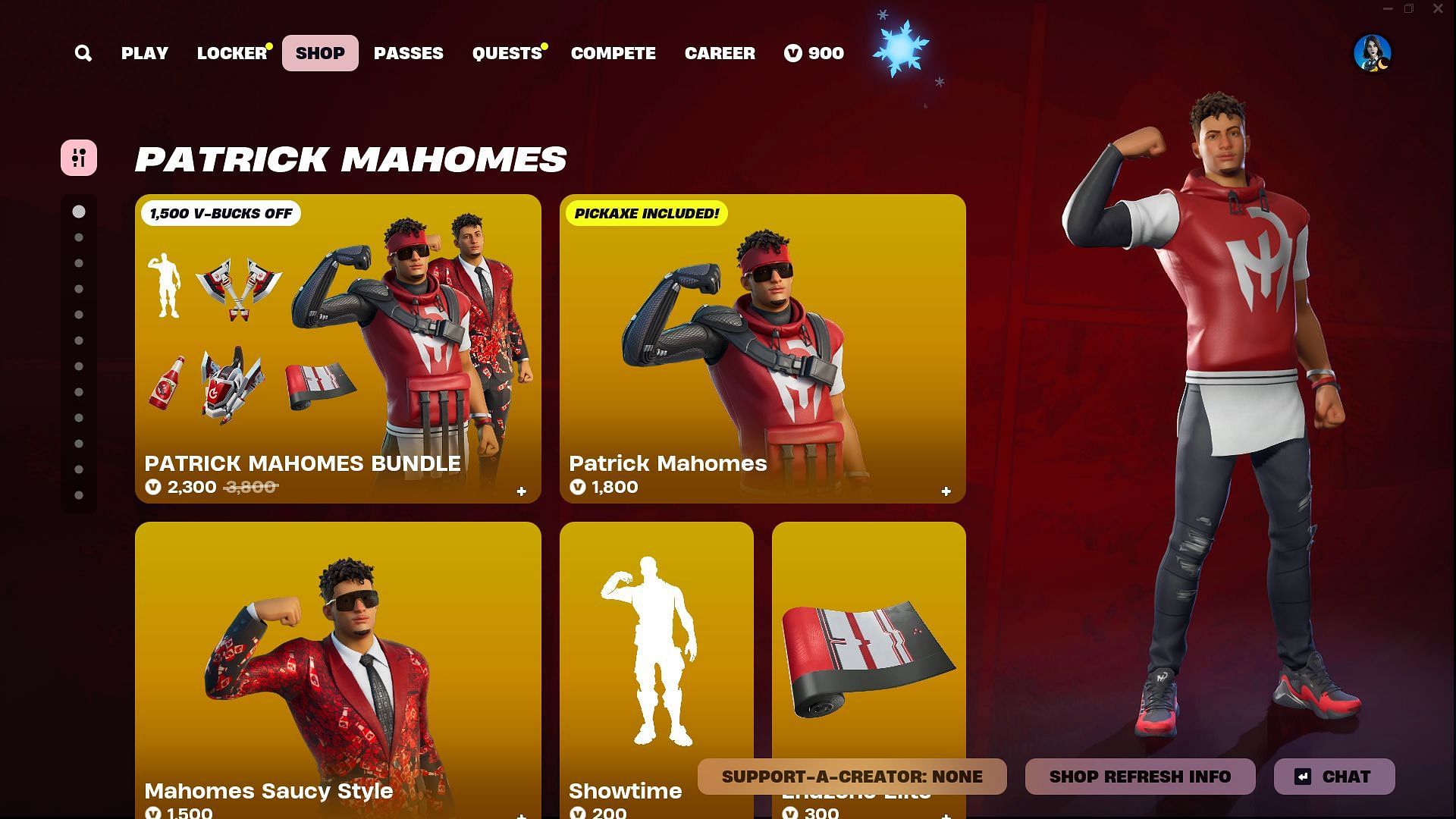 You can purchase Patrick Mahomes skin in Fortnite (Image via Epic Games)