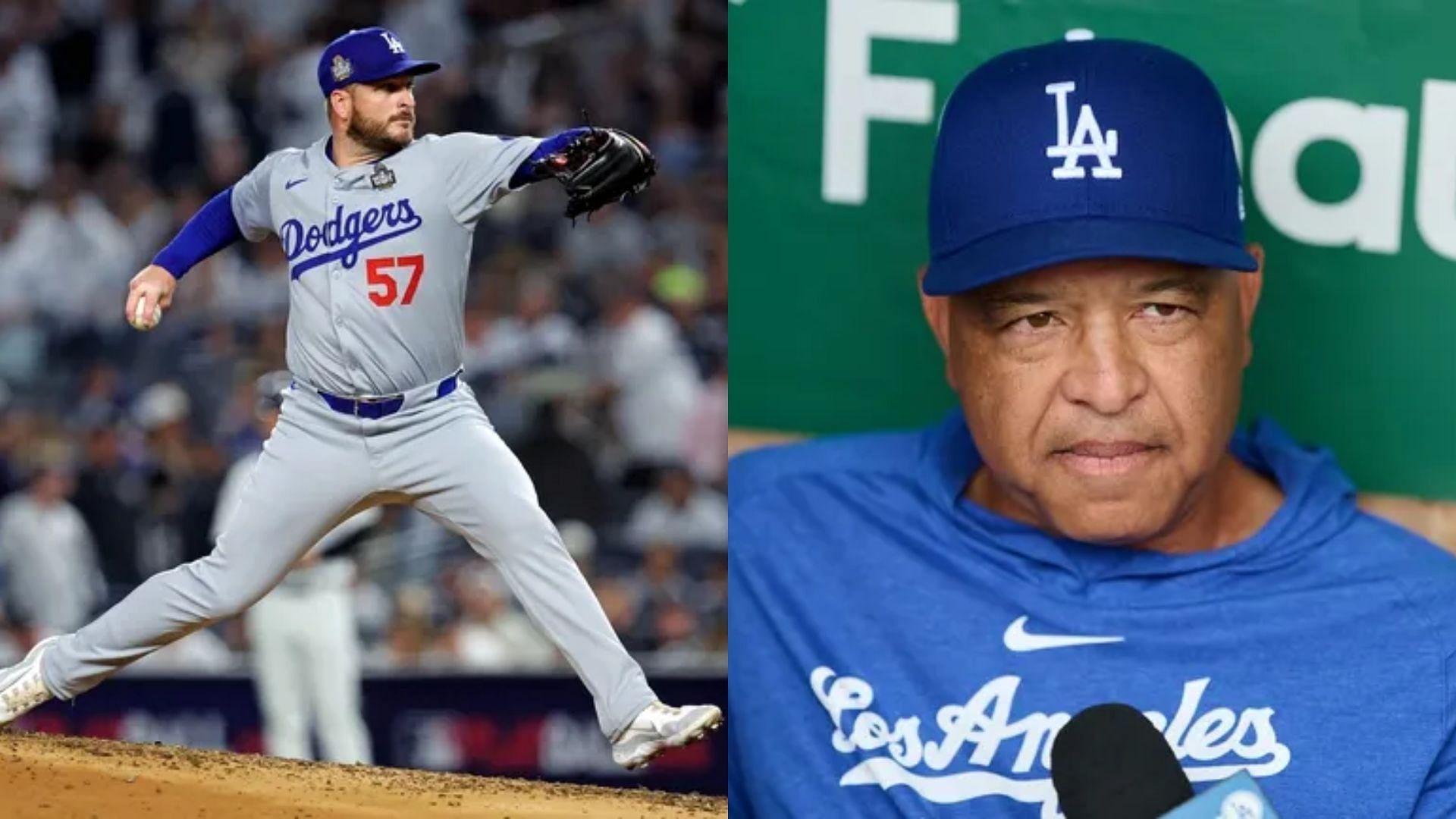 Los Angeles Dodgers Pitcher Ryan Brasier &amp; Manager Dave Roberts