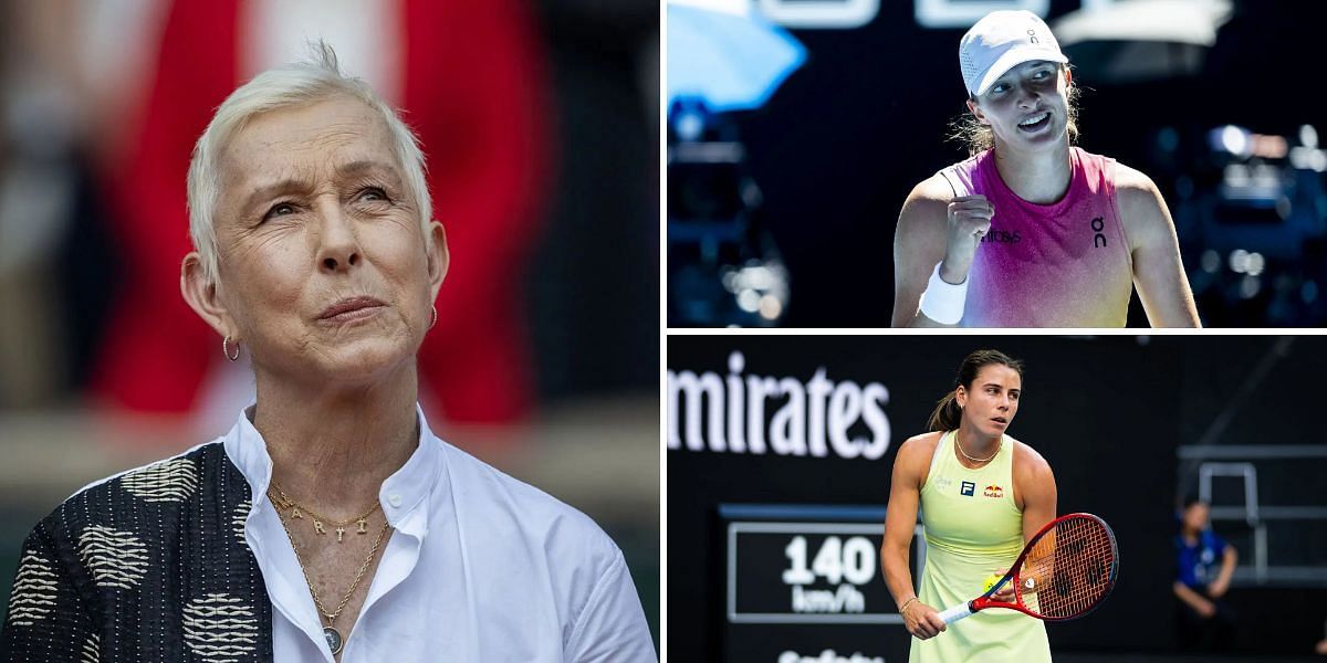 (Clockwise) Iga Swiatek, Emma Navarro and Martina Navratilova (Source: Getty)