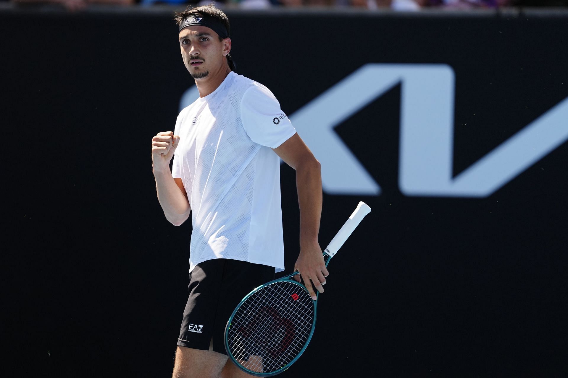 Lorenzo Sonego of Italy in action during in the Men&#039;s Singles Third Round match against Fabian Marozsan of Hungary during day seven of the 2025 Australian Open at Melbourne Park on January 18, 2025 in Melbourne, Australia. - Source: Getty