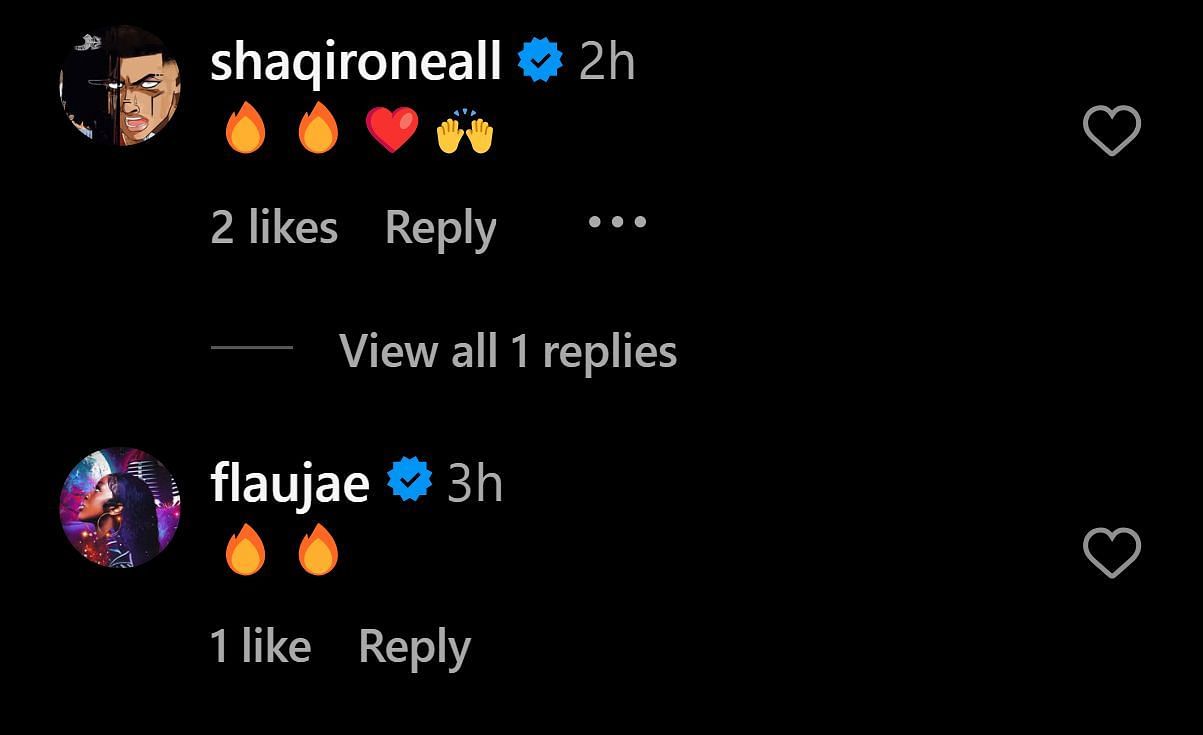 Flau&#039;jae and Shaqir commented on Myles&#039; Instagram post (@mylesoneal/IG)