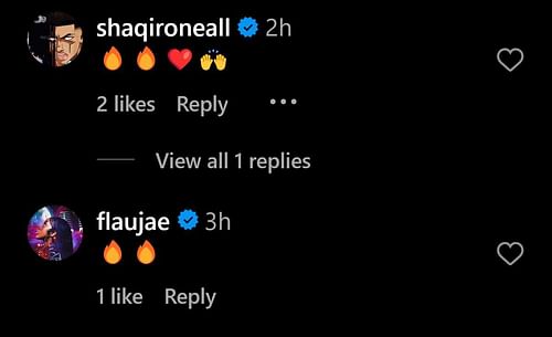 Flau'jae and Shaqir commented on Myles' Instagram post (@mylesoneal/IG)