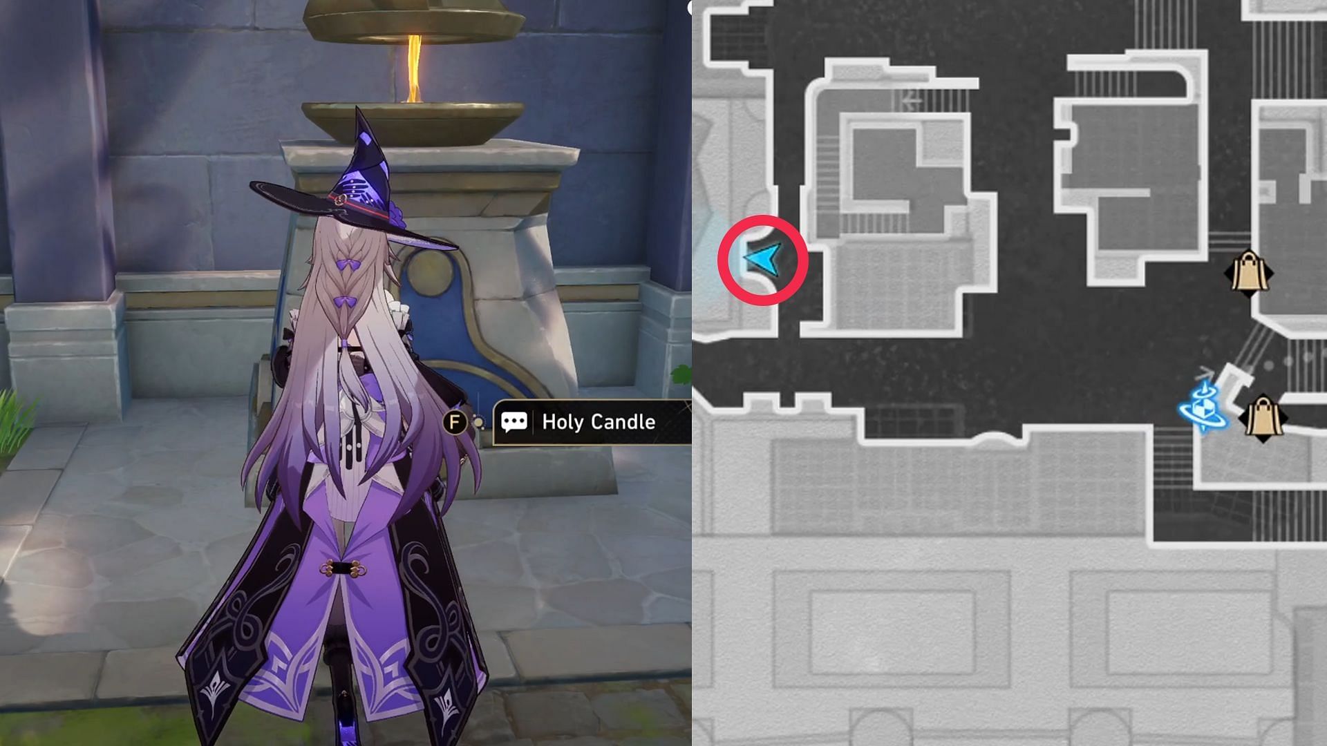 Location of Holy Candle #4 (Image via HoYoverse)