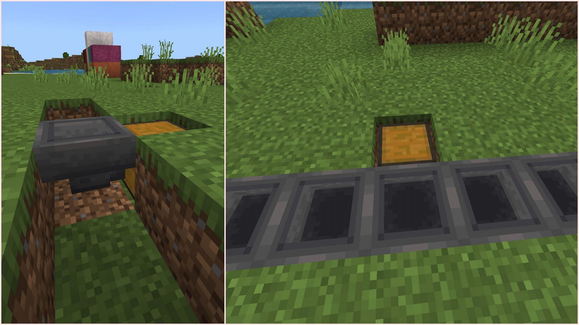 Connect the first hopper to the chest and the rest to the first hopper (Image via Mojang Studios)