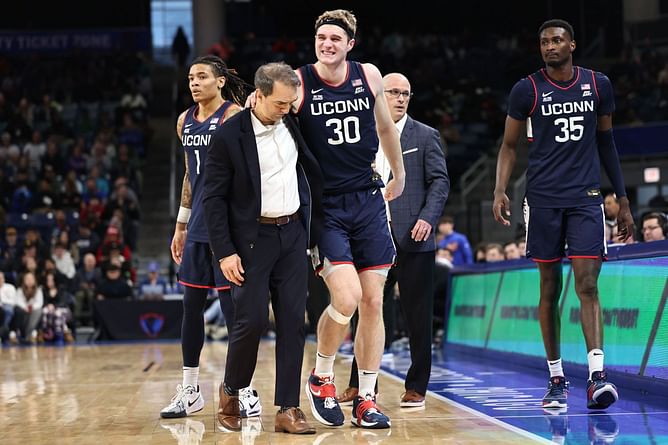 Dan Hurley gives an optimistic update on Liam McNeeley after UConn star limps off the court with a right ankle injury vs DePaul