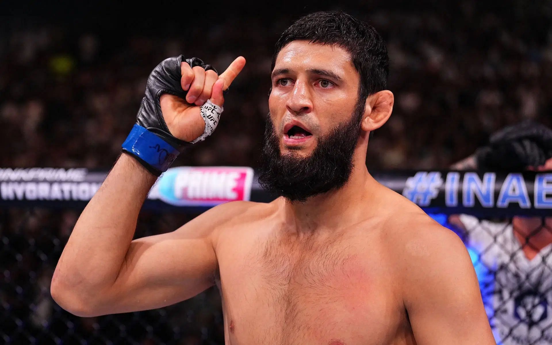 Khamzat Chimaev (pictured) ideally needs to fight one more time before competing for UFC middleweight gold, says former training partner [Image courtesy: Getty Images]