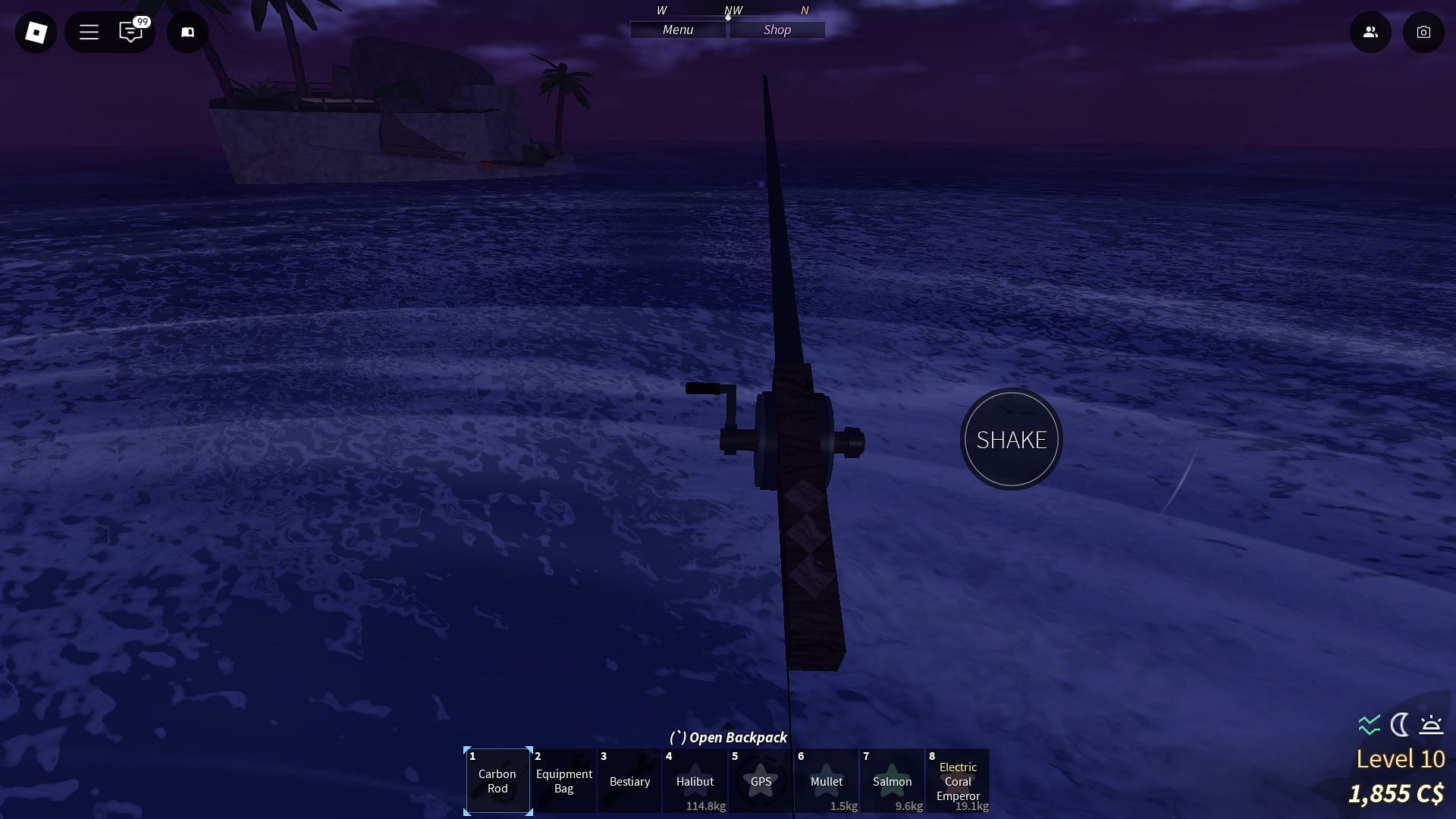 Fishing in the Grand Reef (Image via Roblox)